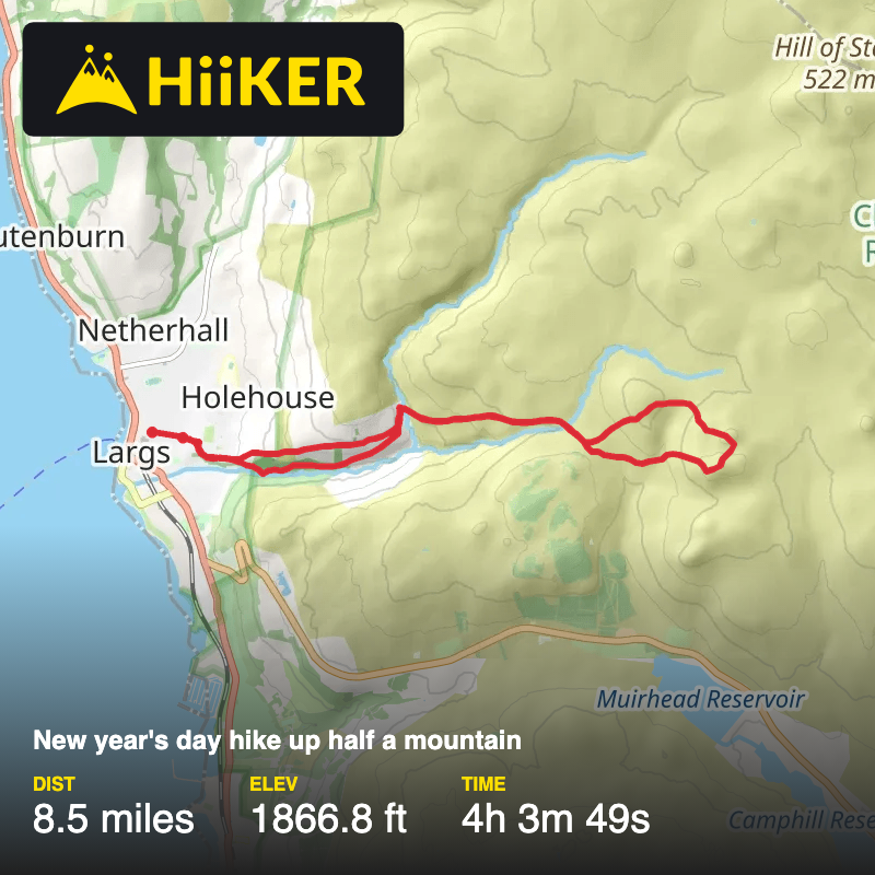 A map preview of the recording New year's day hike up half a mountain .