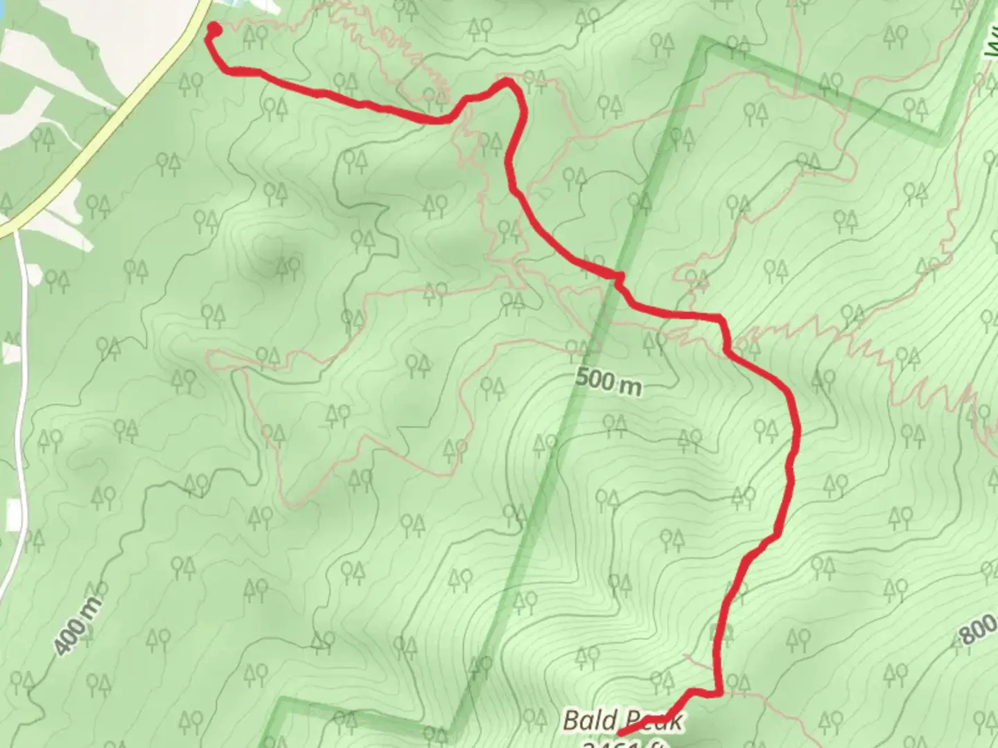 An image depicting the trail Bald Peak and its surrounding area.