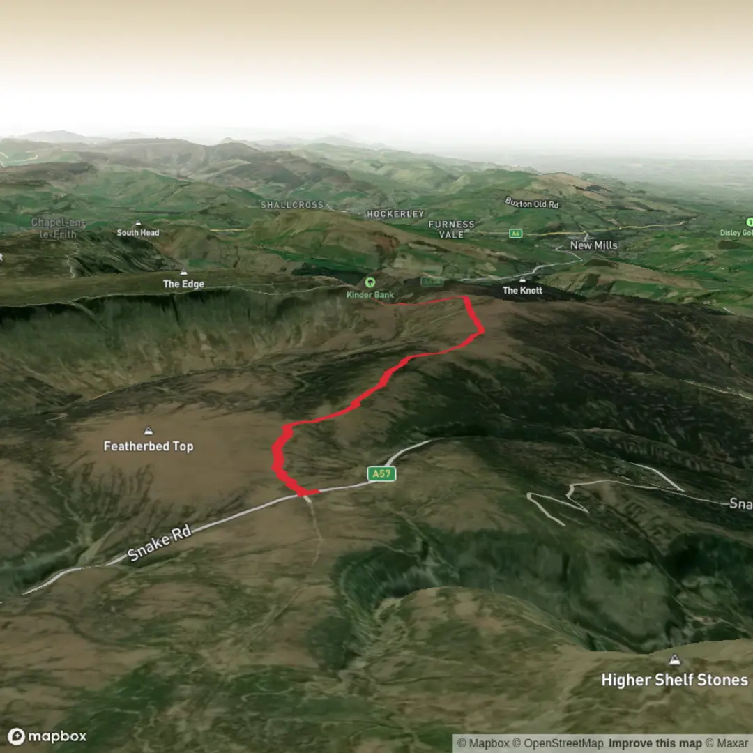 An image depicting the trail Snake to Glead Hill, Head hike and Ashop Head and its surrounding area.