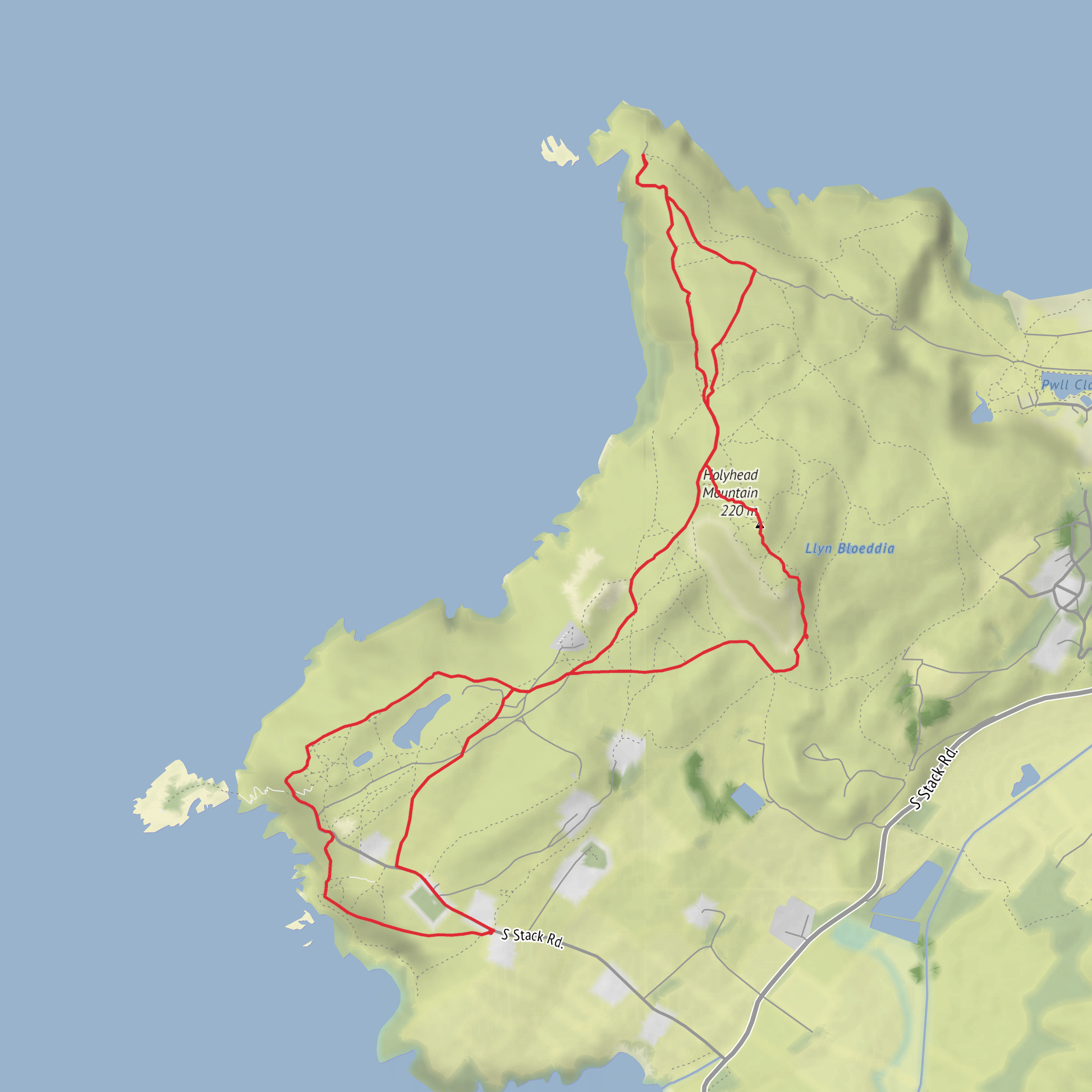 Holyhead Mountain, North Stack and South Stack Cliffs Loop mobile static map