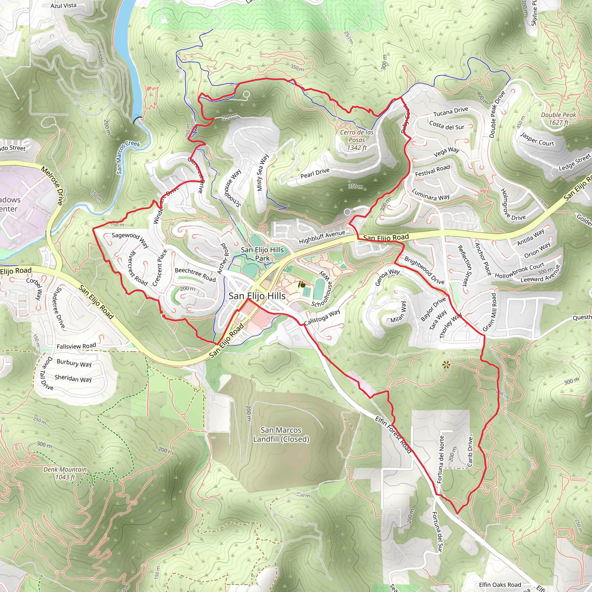 Cerro de las Posas Rigdeline Trail and Garden Trail mobile static map