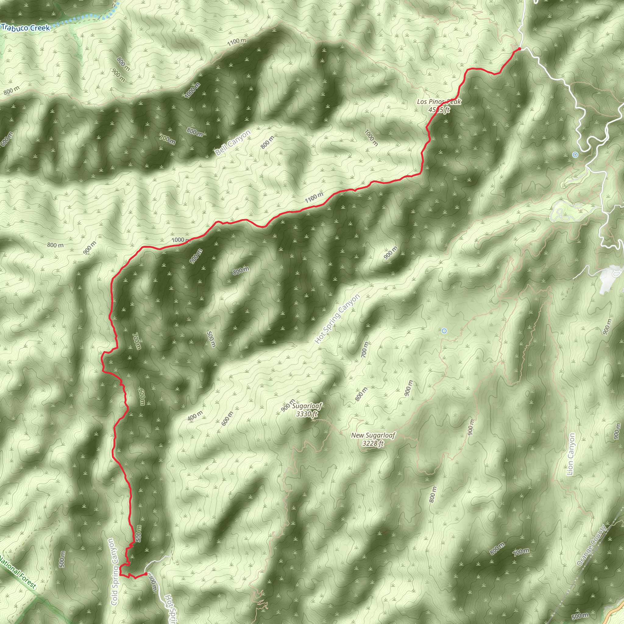 Los Pinos Peak Trail mobile static map