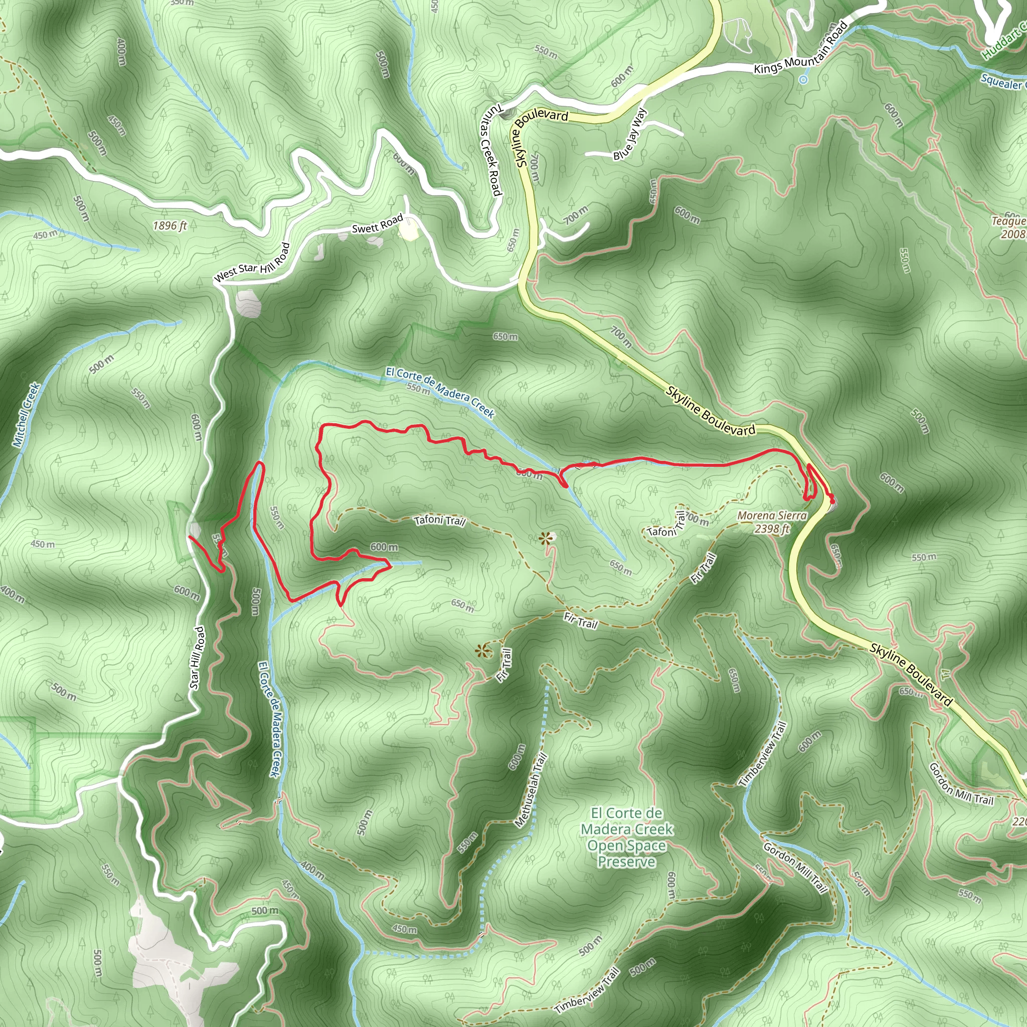 El Corte de Madera Creek Trail mobile static map
