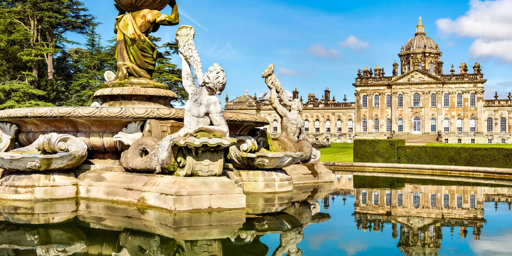 An image depicting the trail Coneysthorpe - Castle Howard - Hollin Hill and Slingsby Bank and its surrounding area.