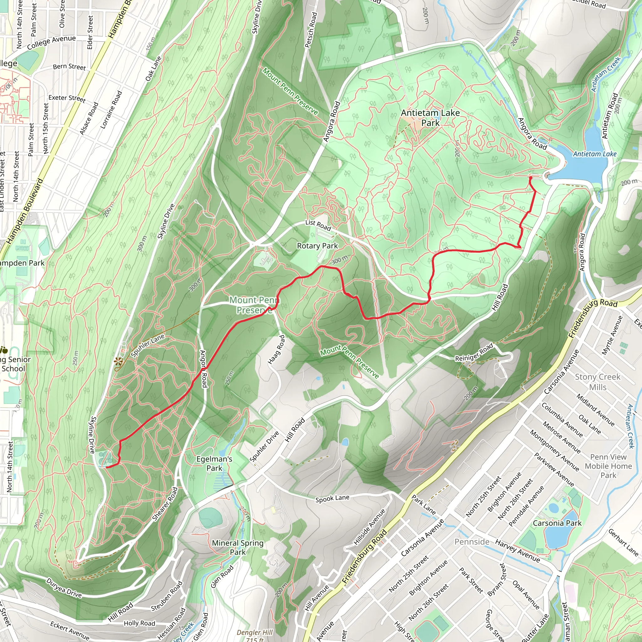 Ferndale Trail from Antietam Lake mobile static map
