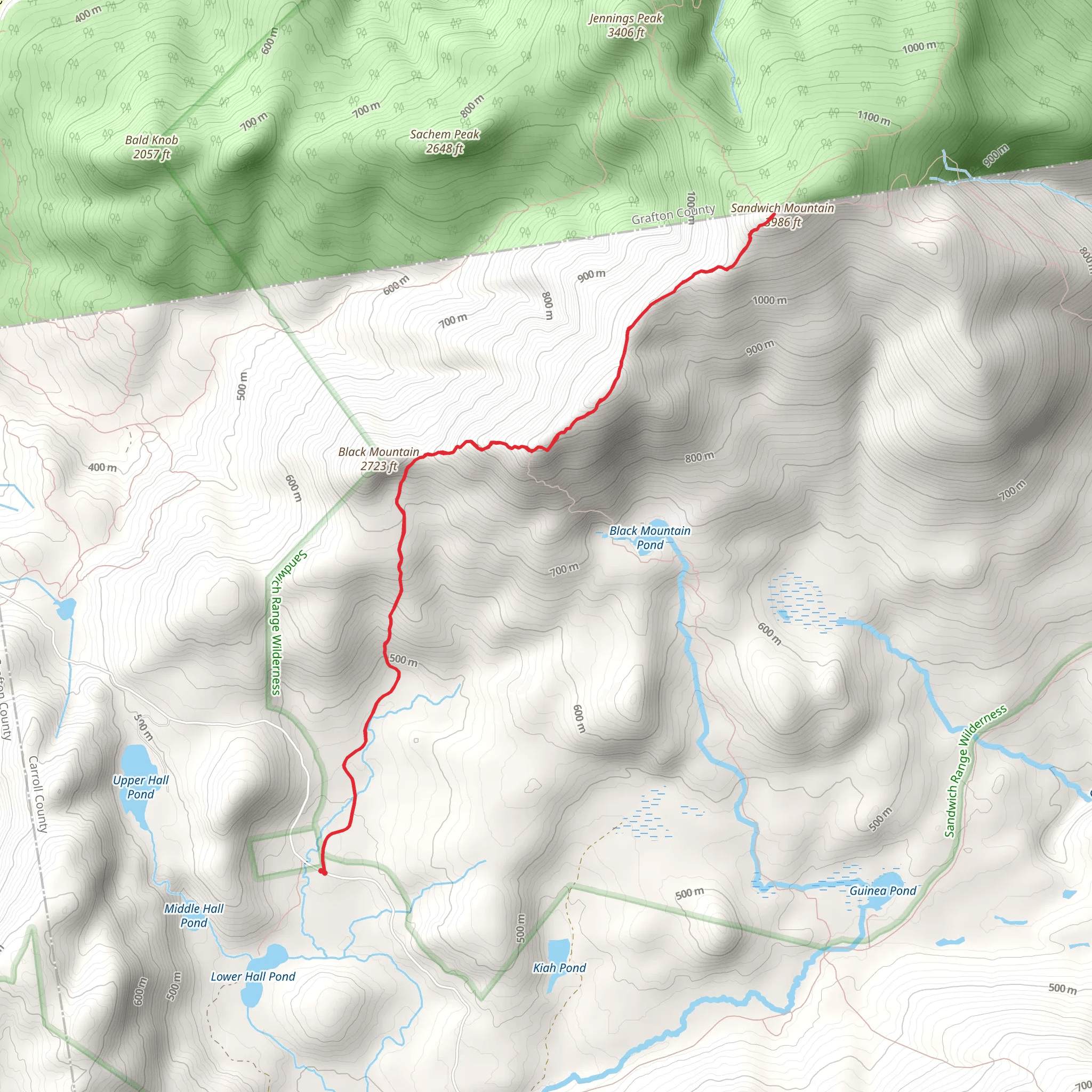 Black Mountain and Sandwich Mountain Trail mobile static map