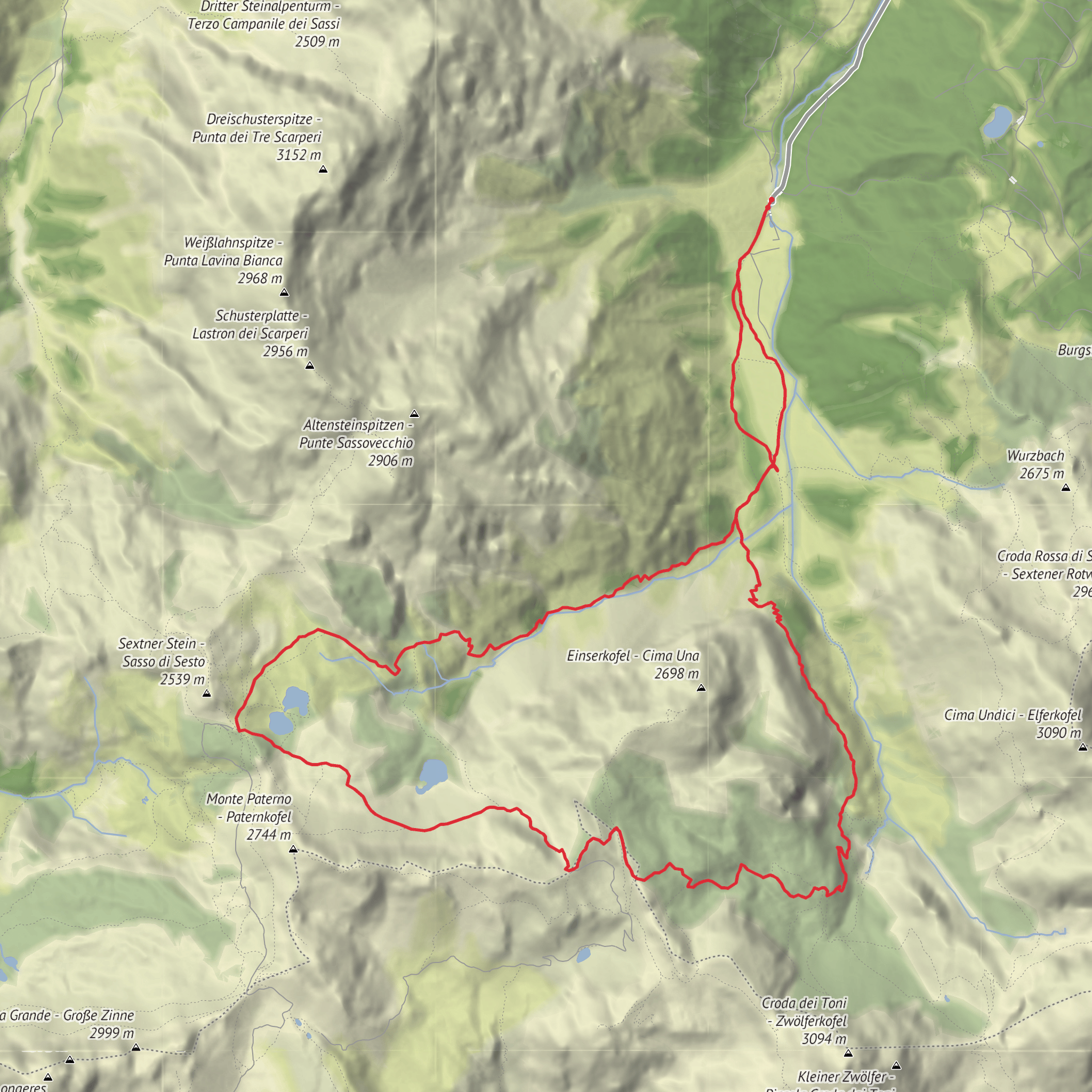 Hike 22 - Louis Classic - Fischleinboden, Zigmondy, Bulleljoch, AltaVia, Locatelli mobile static map
