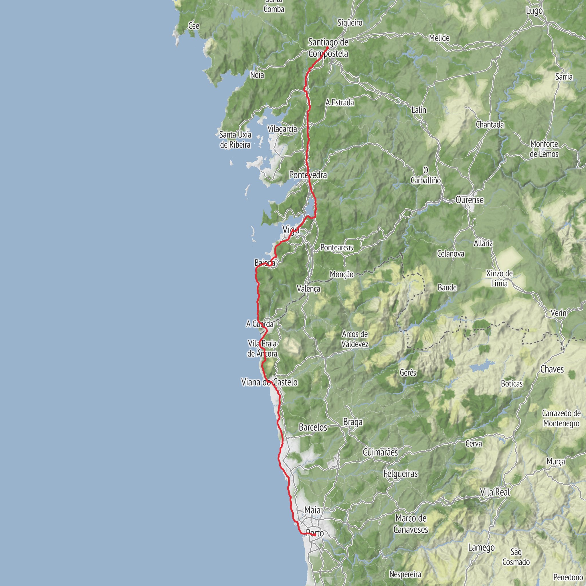 Portugese Coastal Camino mobile static map
