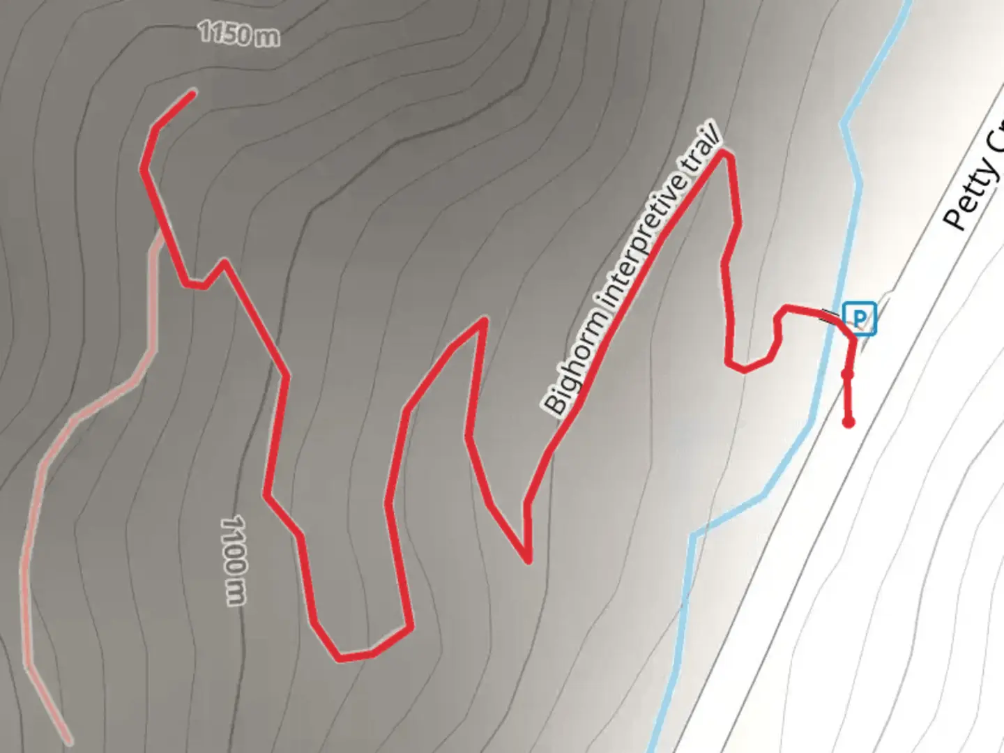 An image depicting the trail Bighorm Interpretive Trail and its surrounding area.