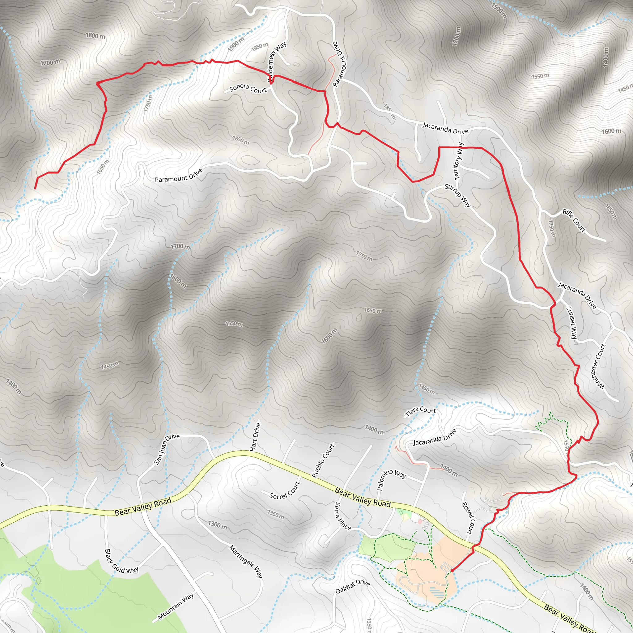 Highland Trail Out and Back mobile static map
