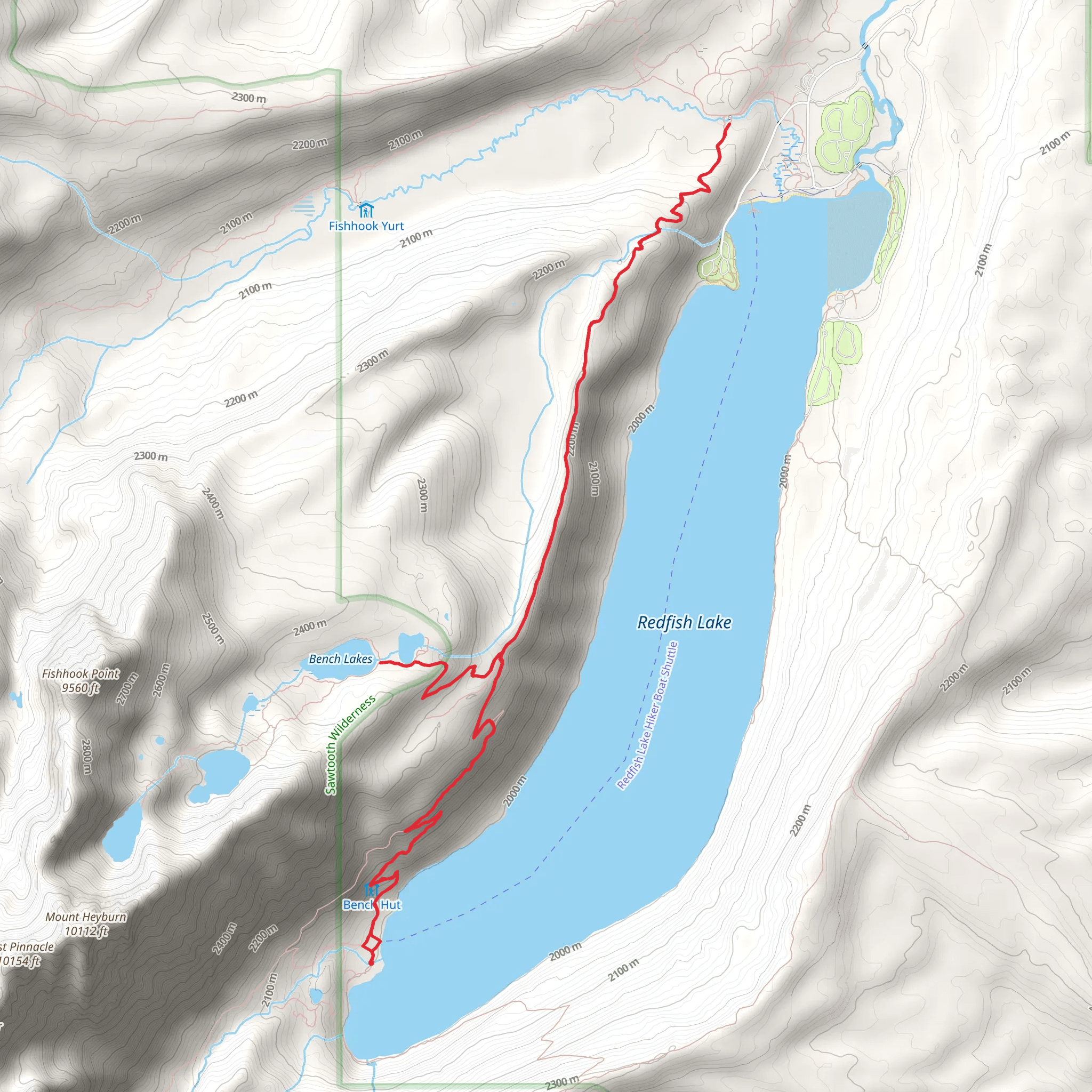 Bench Lakes via Redfish Creek-Baron Creek Trail mobile static map