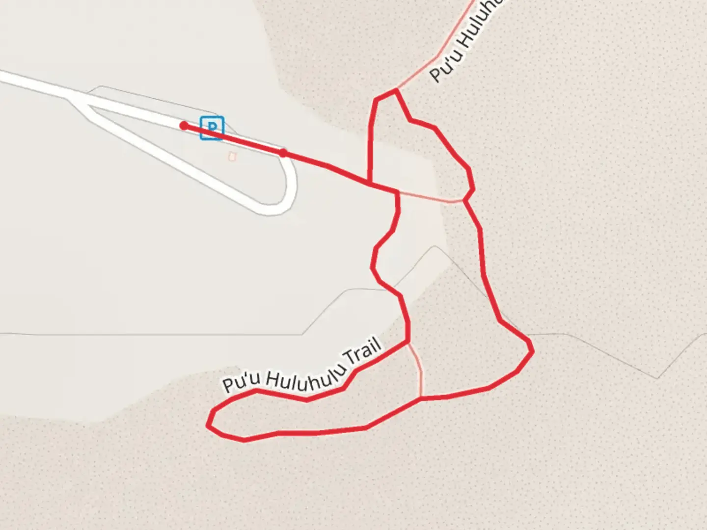 An image depicting the trail Puʻu Huluhulu Trail Loop and its surrounding area.