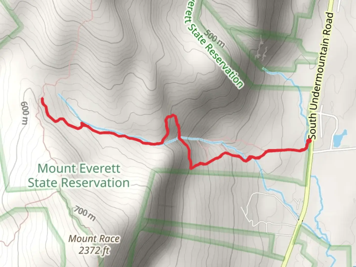 An image depicting the trail Race Brook Trail and its surrounding area.