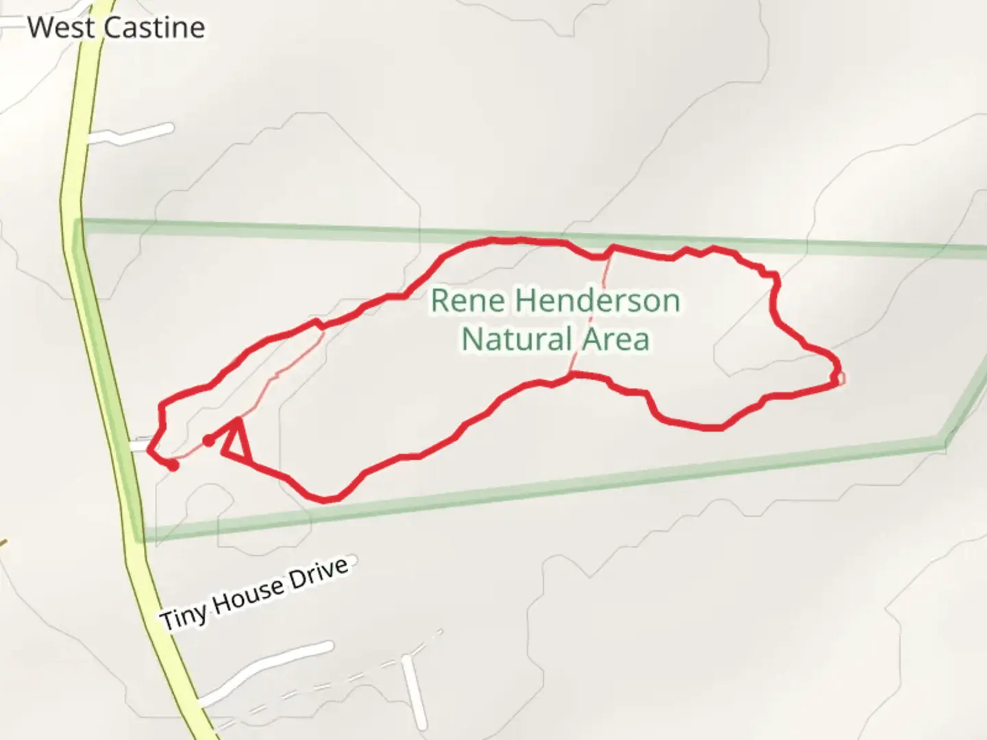 An image depicting the trail Rene Henderson Natural Area Loop and its surrounding area.