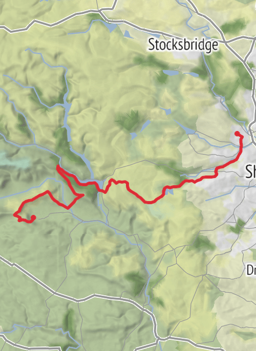 Wadsley to Castleton AI Marathon walk mobile static map