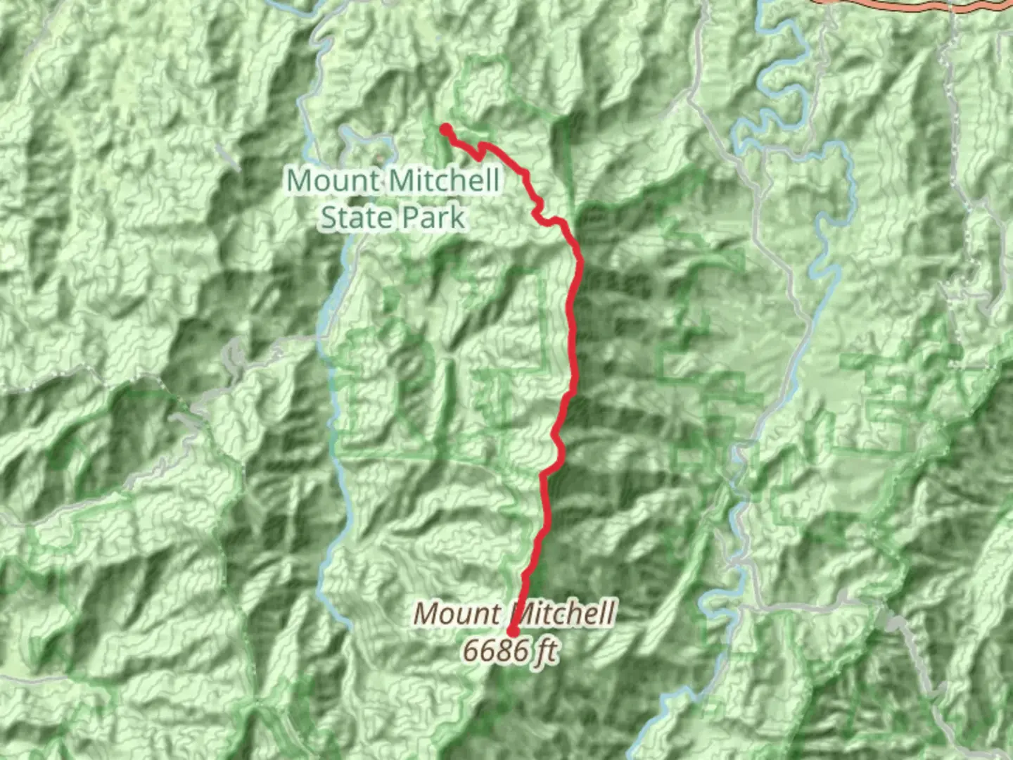 An image depicting the trail Bowlens Creek to Mount Mitchell via Black Mountain Crest Trail and its surrounding area.