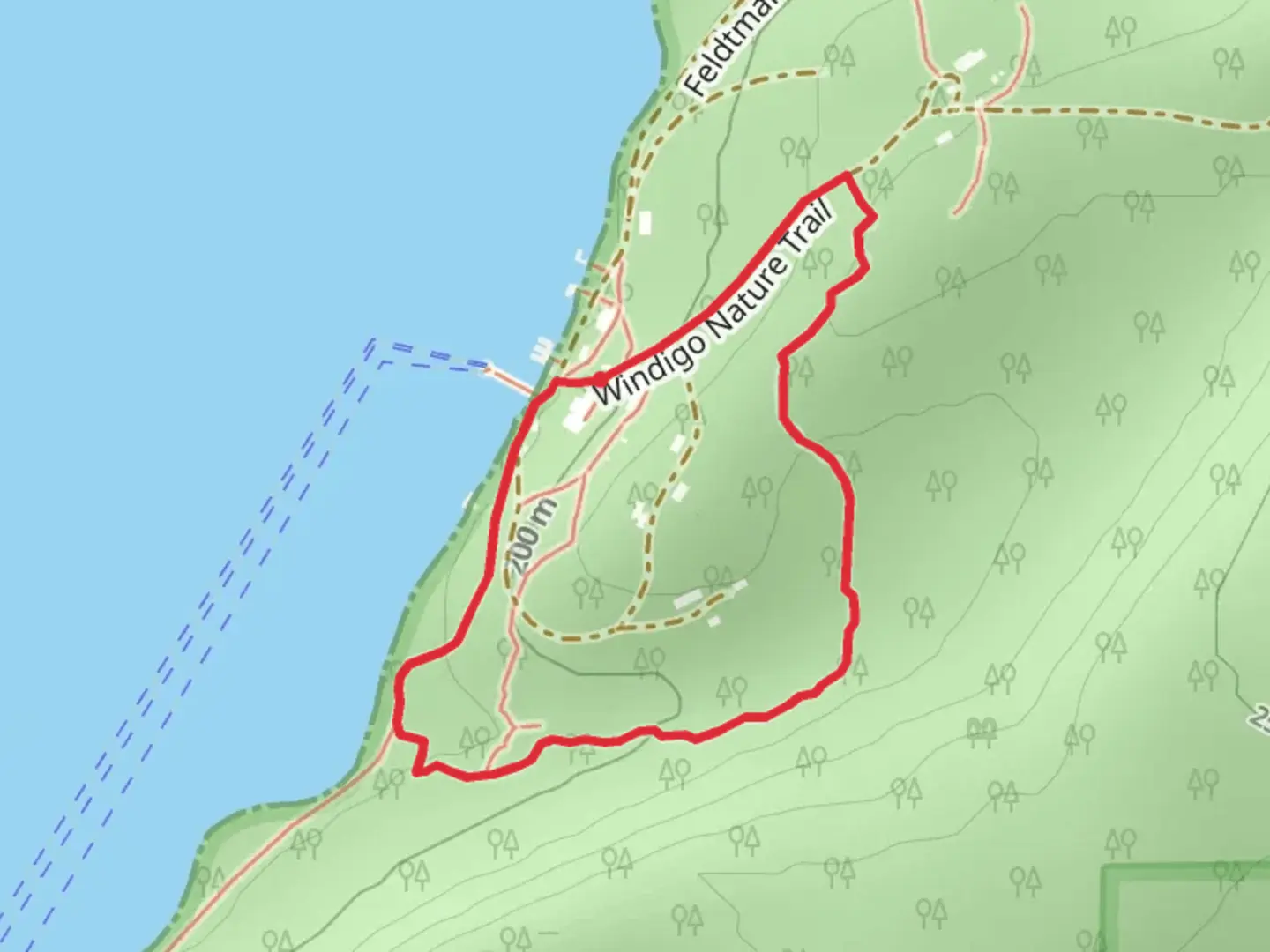 An image depicting the trail Windigo Nature Loop Trail and its surrounding area.