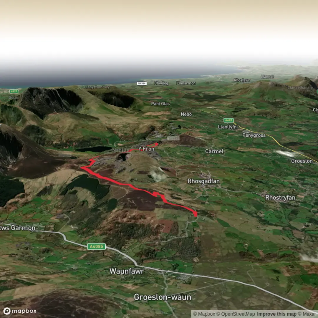 An image depicting the trail Rhosgadfan to Dorothea and its surrounding area.