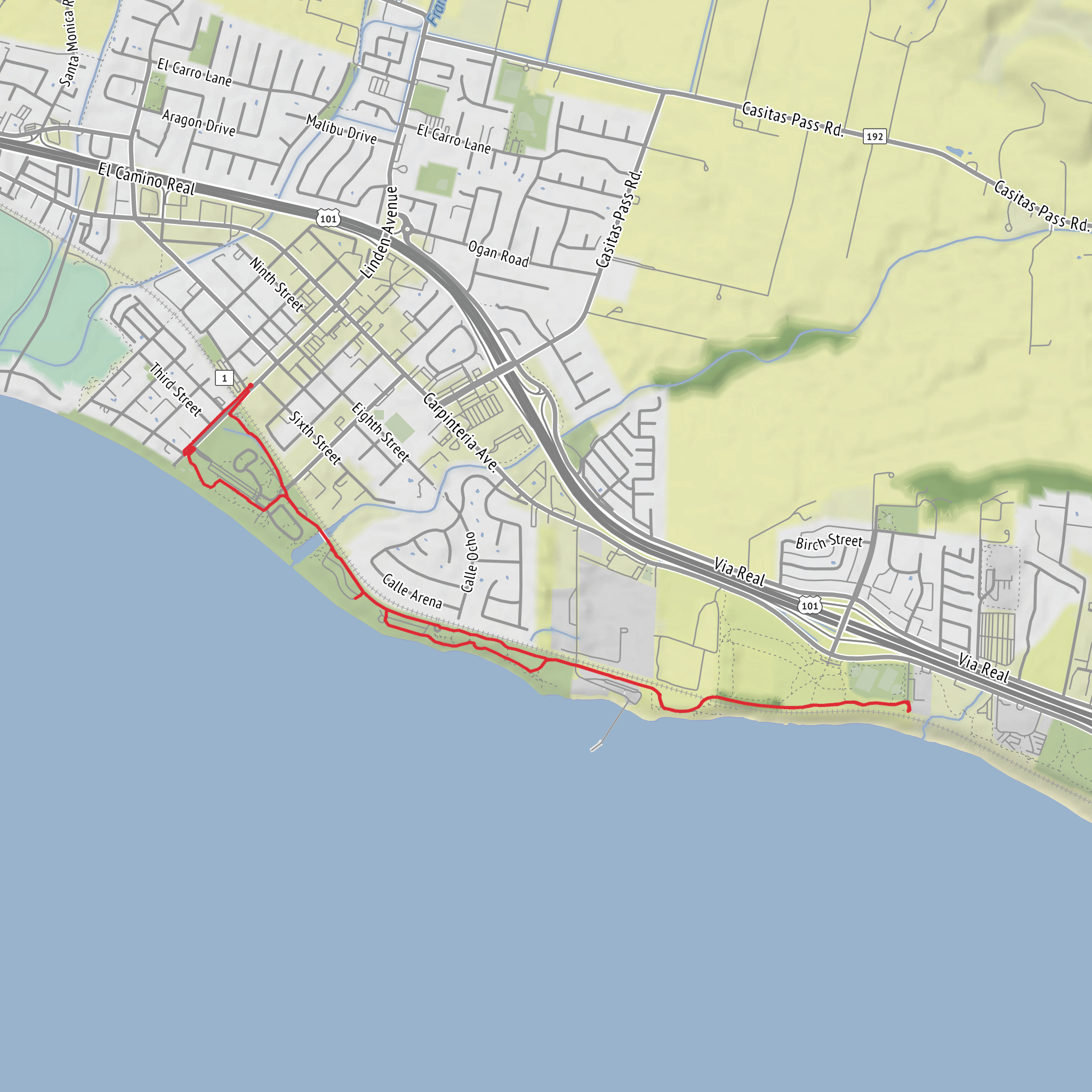 Carp Beach Hike to Lois Sidenberg Overlook mobile static map