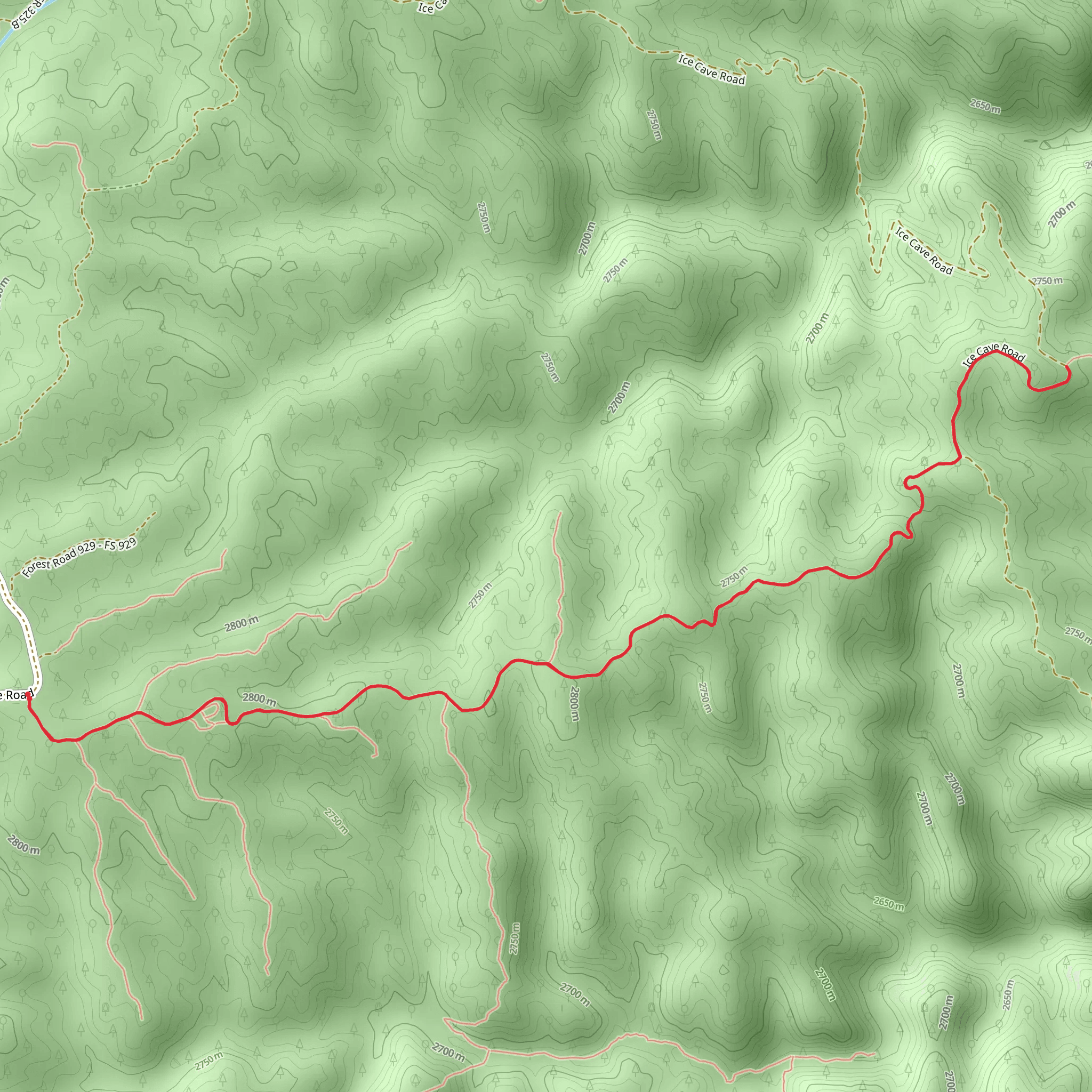 Forest Road 323 Winding Stairs mobile static map