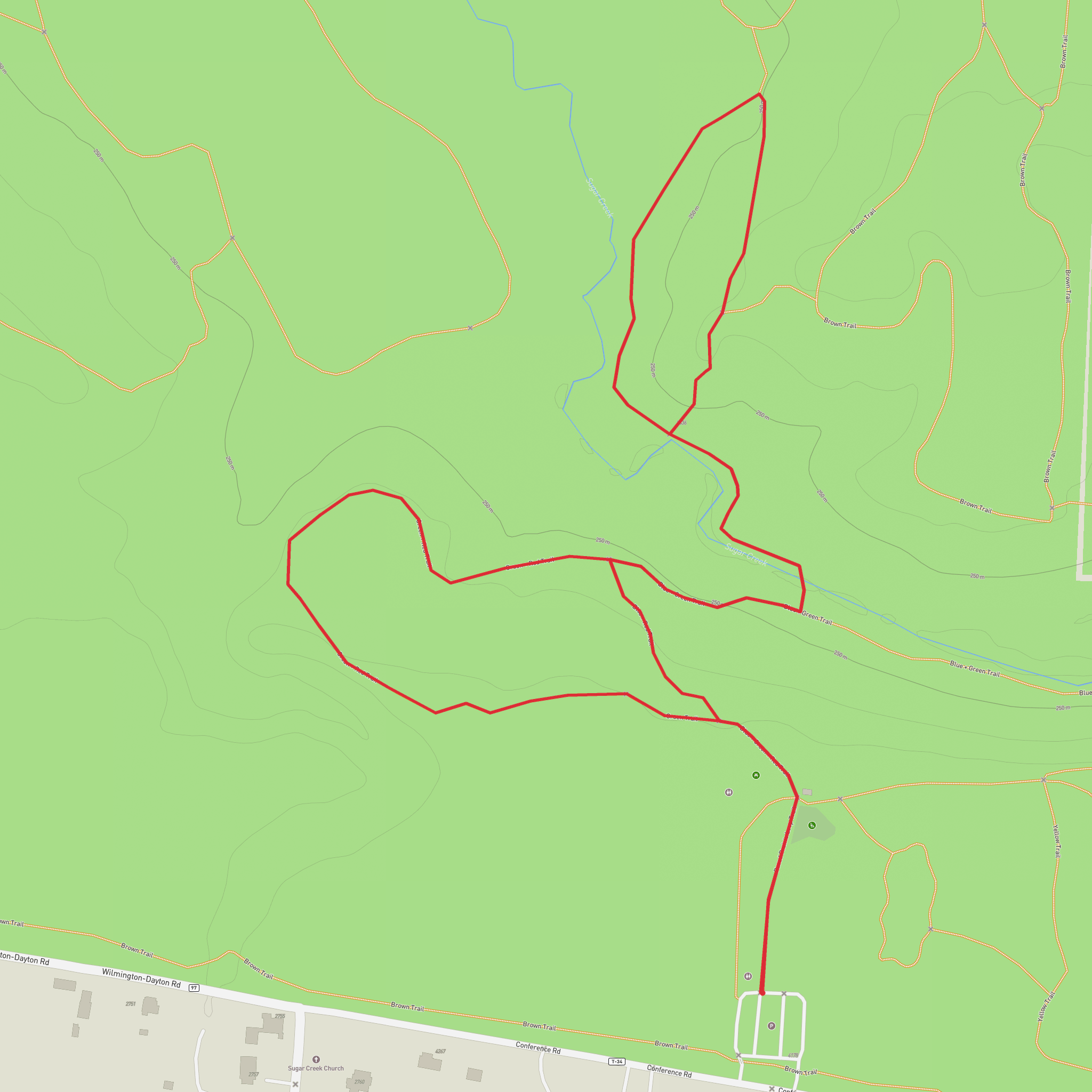Green and Red Trail in Sugarcreek Metro Park mobile static map