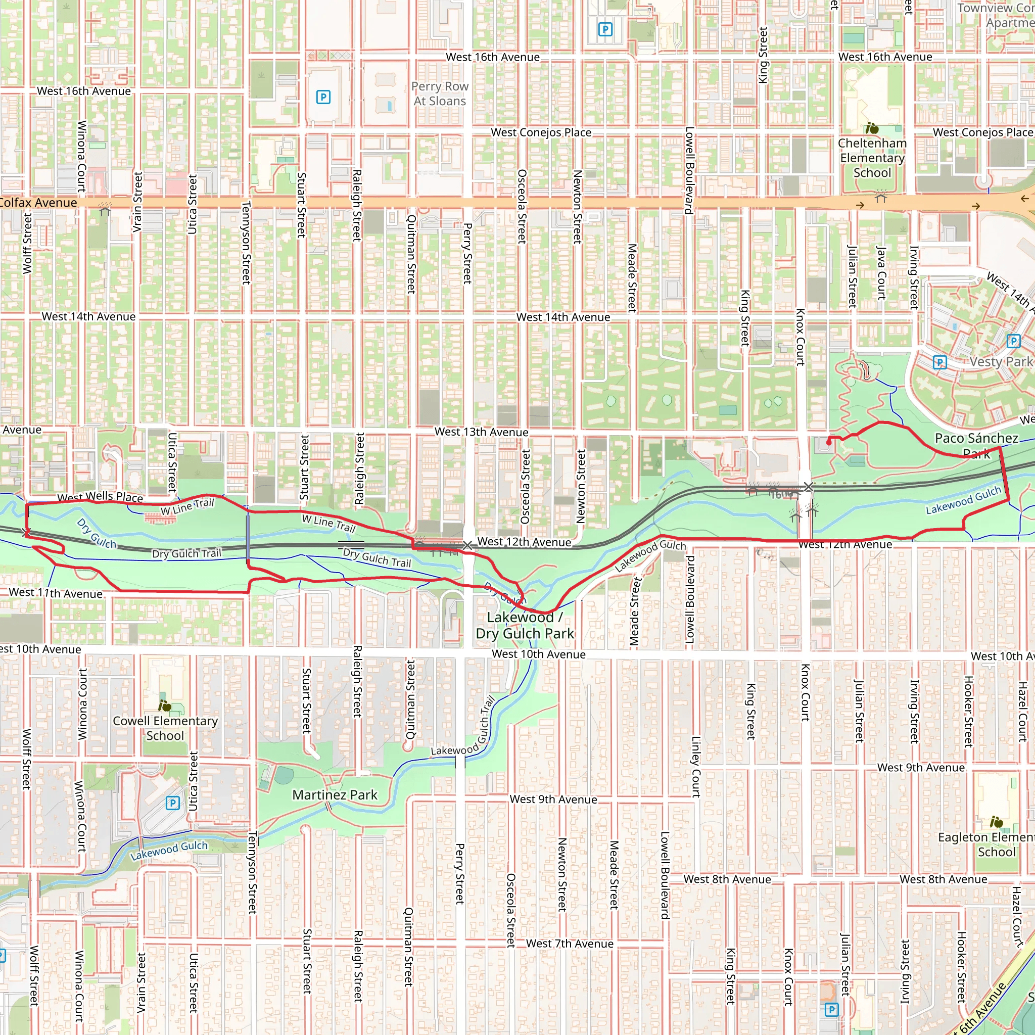 Lakewood - Dry Gulch Park Loop mobile static map