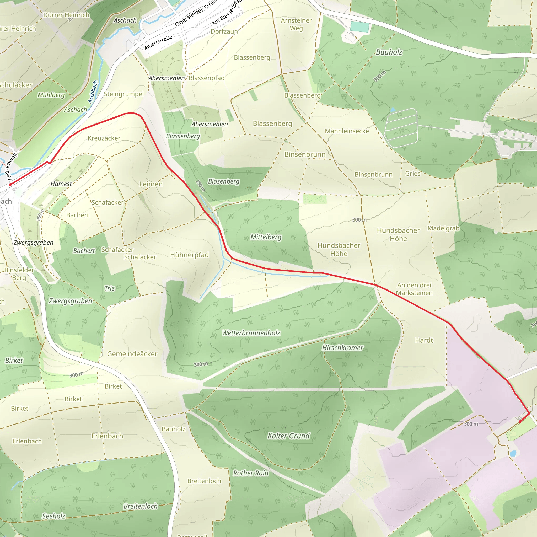 Hundsbach to Jugendzeltplatz Gut Erlasee Walk mobile static map