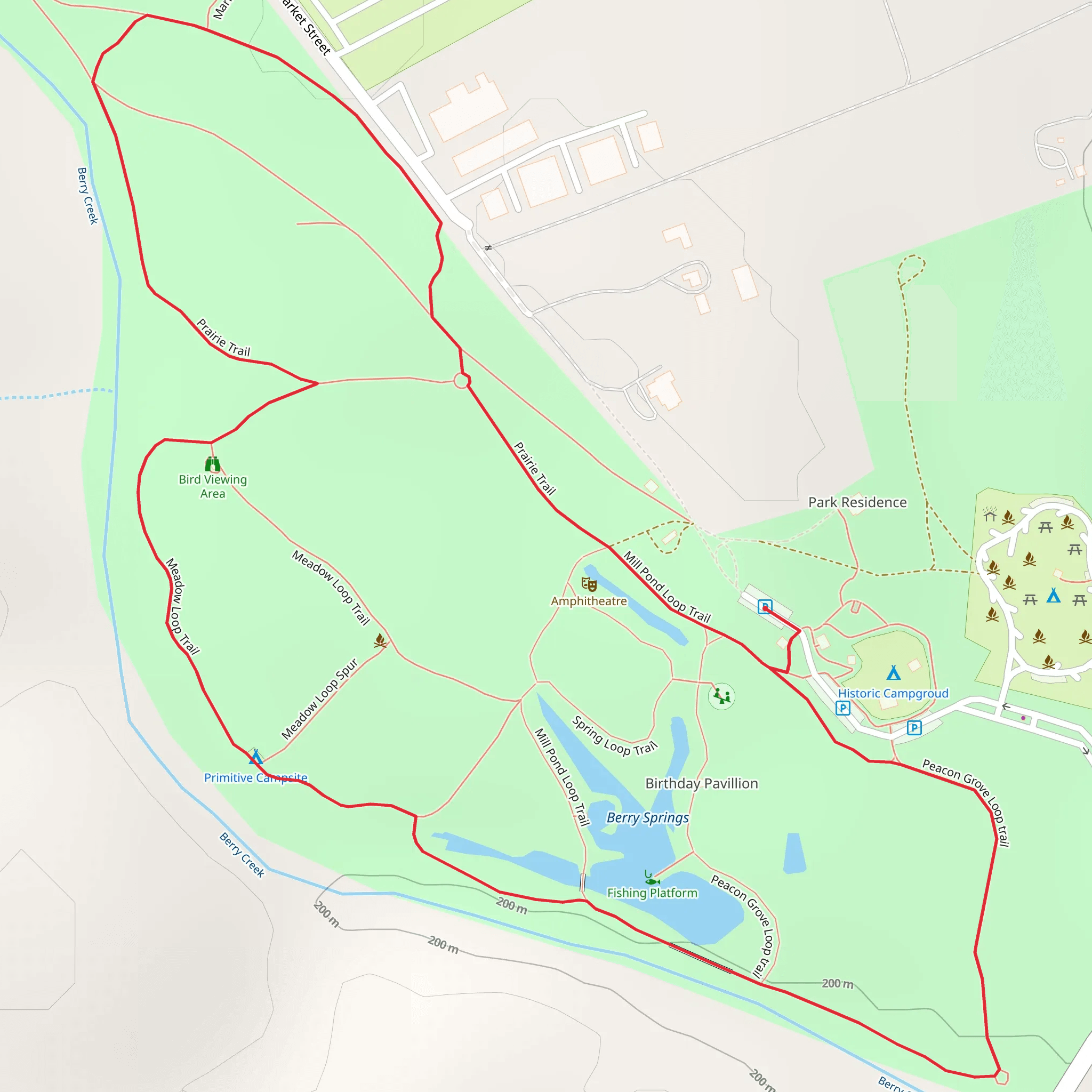 Berry Springs County Park Loop mobile static map
