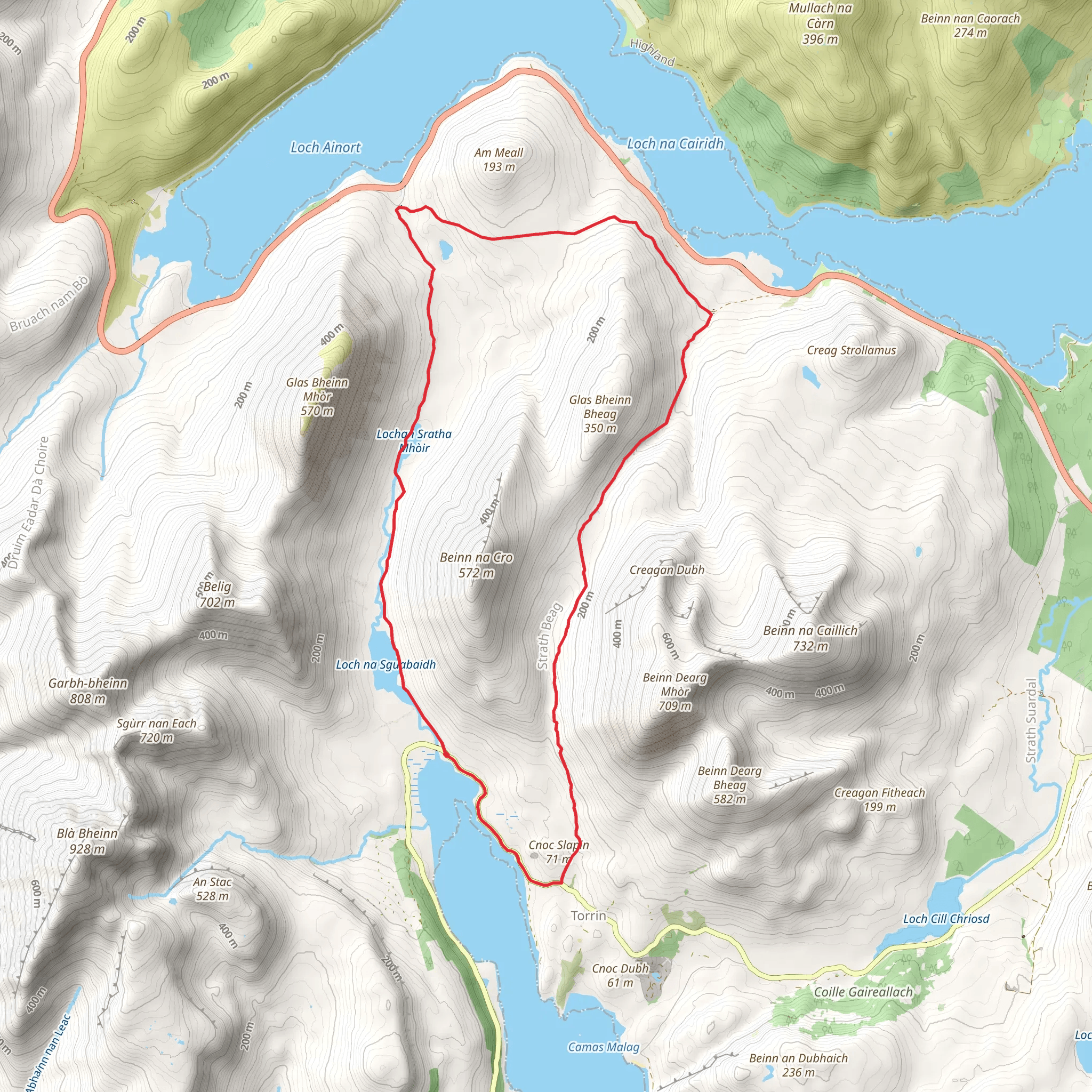 Srath Mor and Srath Beag from Torrin mobile static map