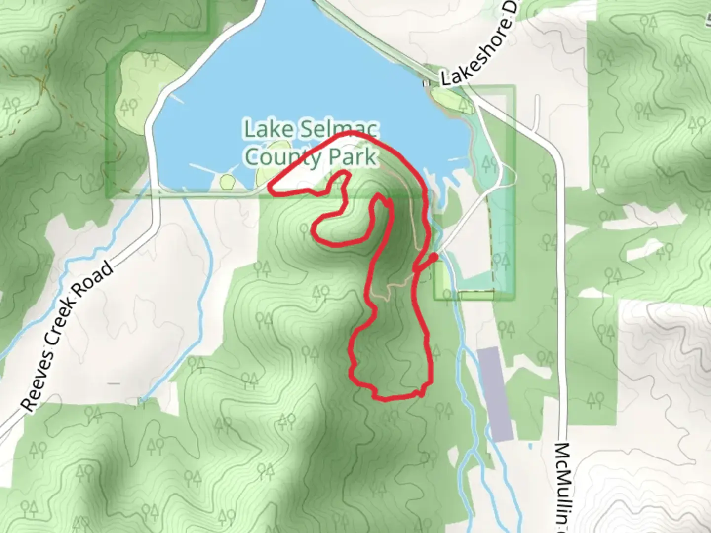 An image depicting the trail Rose Ranch, Mountain Top and Lake Loop Trail and its surrounding area.