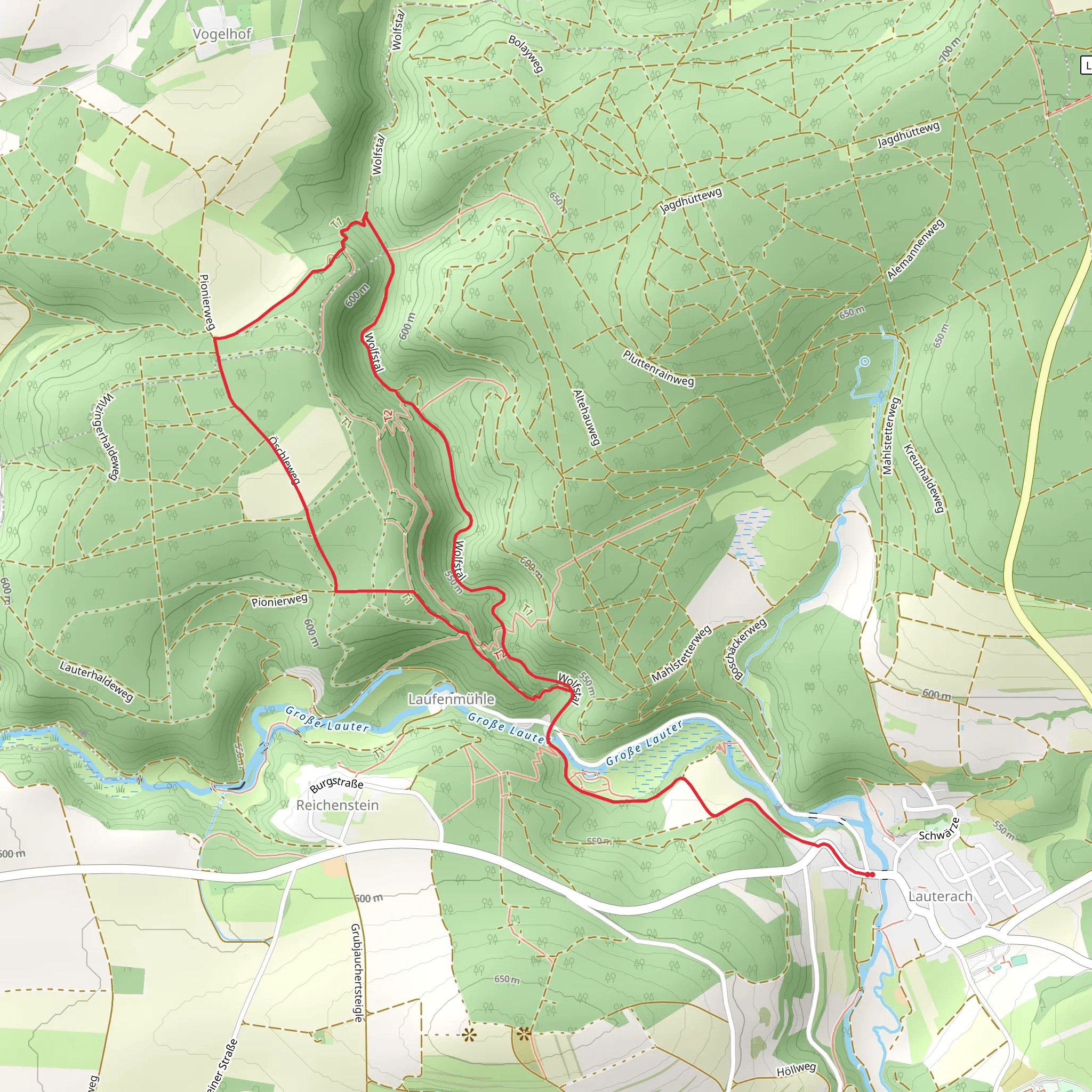 Wolfstal and Pionierweg Loop mobile static map