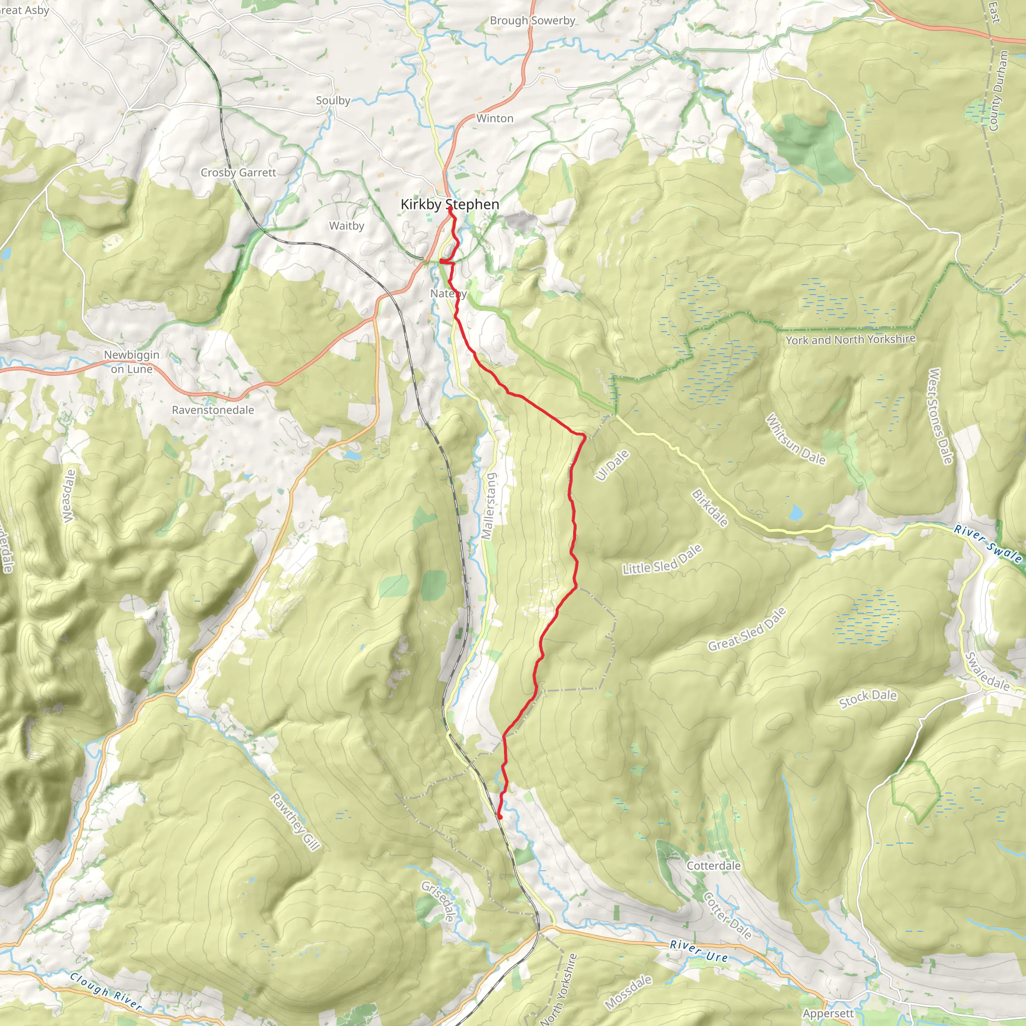 Aisgill Moor to Kirkby Stephen Walk mobile static map