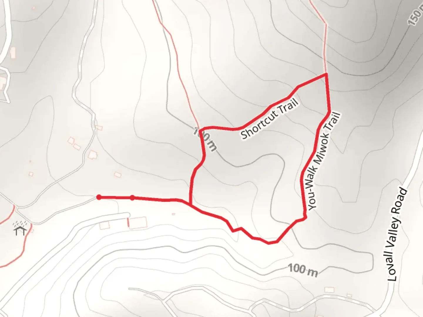 An image depicting the trail You-Walk Miwok Trail and Shortcut Loop Trail and its surrounding area.
