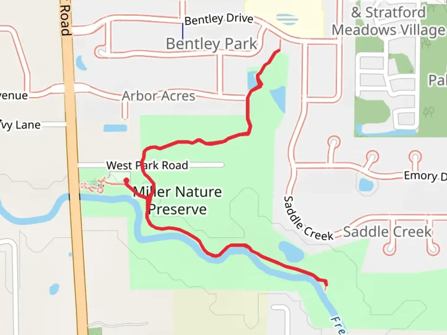 An image depicting the trail Miller Nature Preserve Walk and its surrounding area.