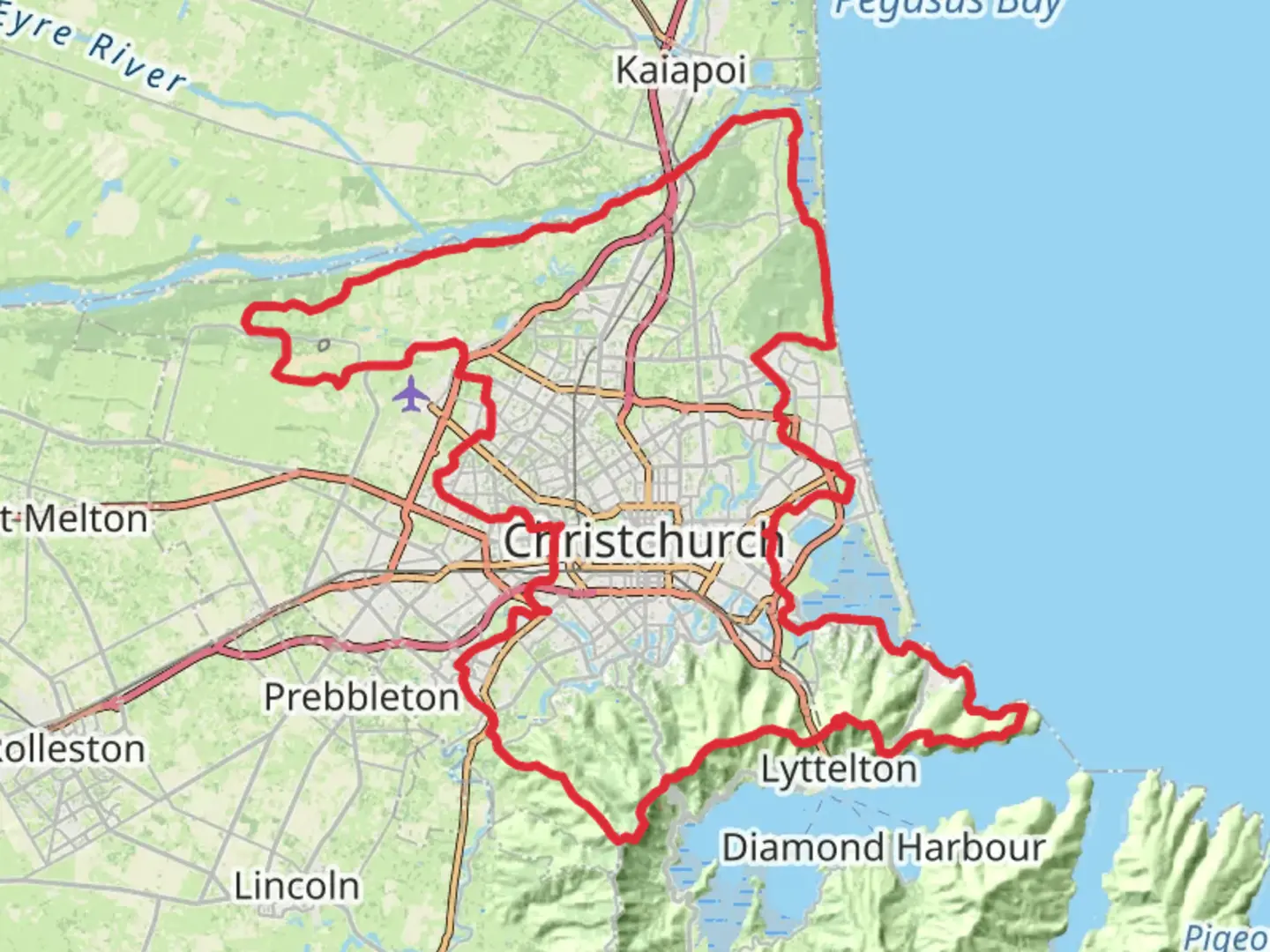 An image depicting the trail The Christchurch 360 Trail and its surrounding area.