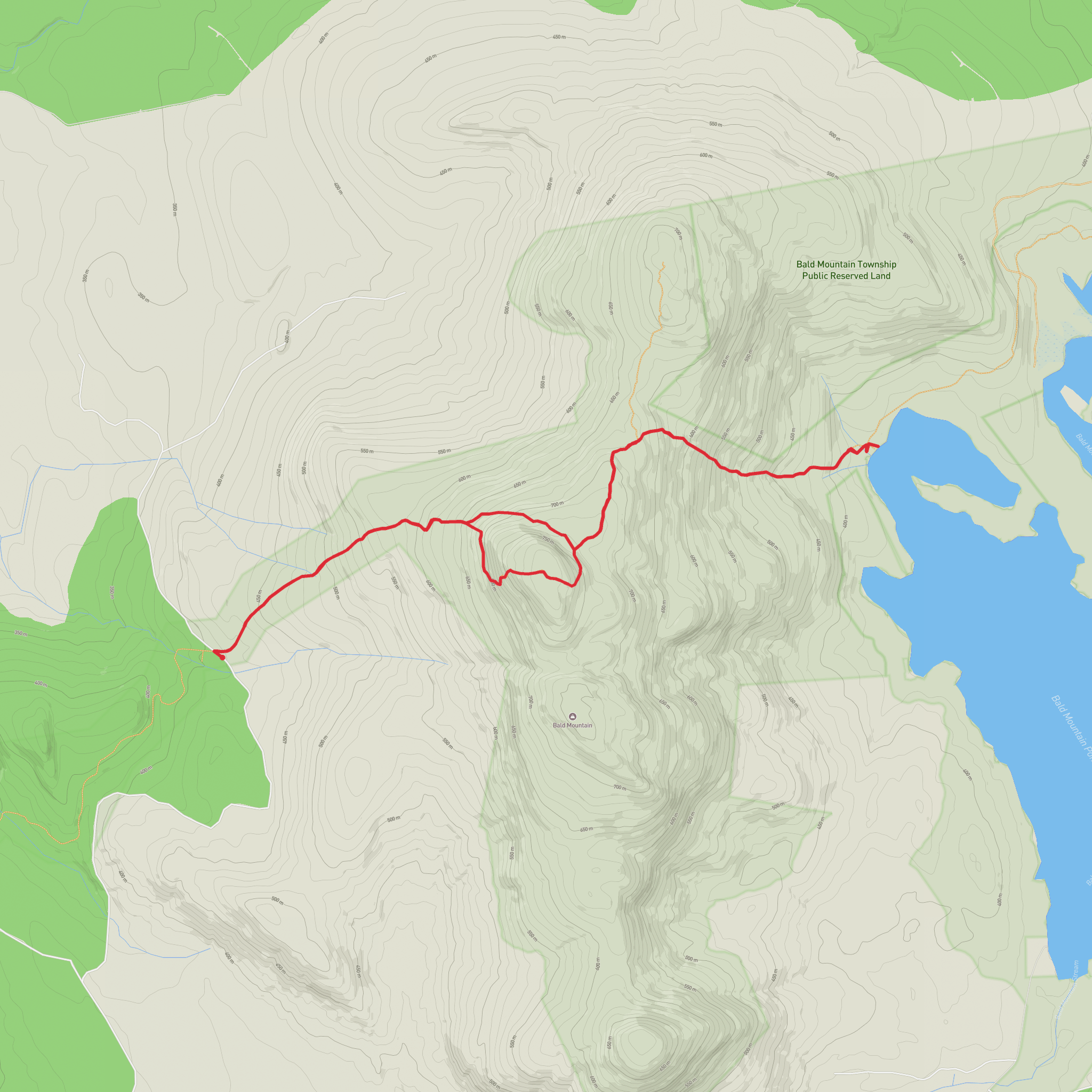 Bald Mountain and Pond mobile static map