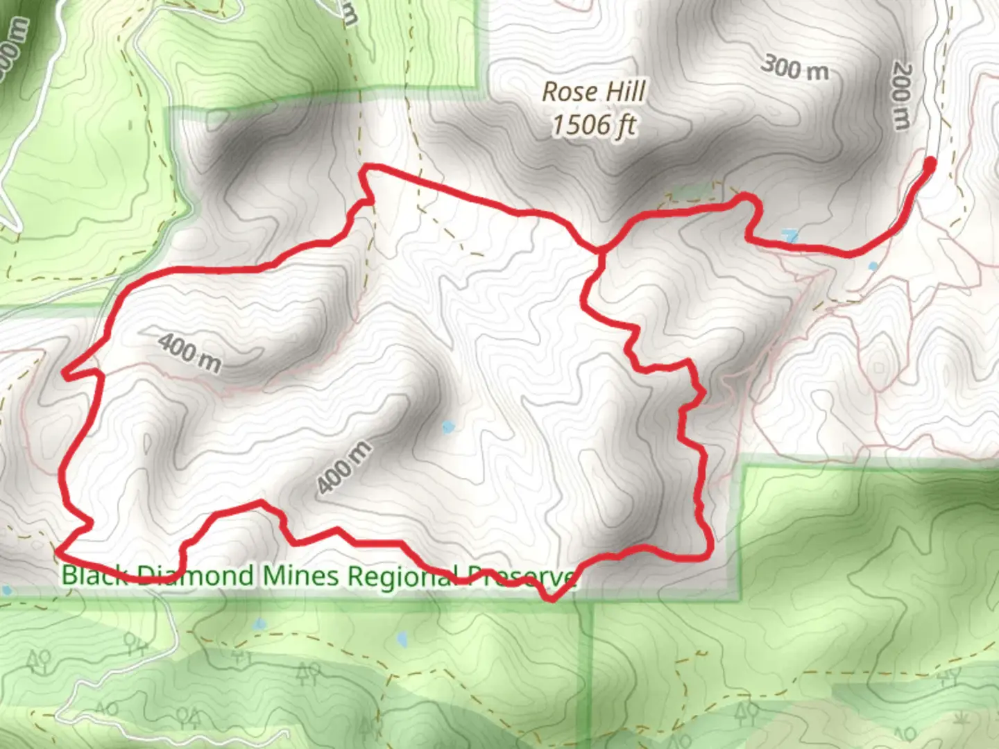 An image depicting the trail Rose Hill Cemetary and Black Diamond Loop Trail and its surrounding area.