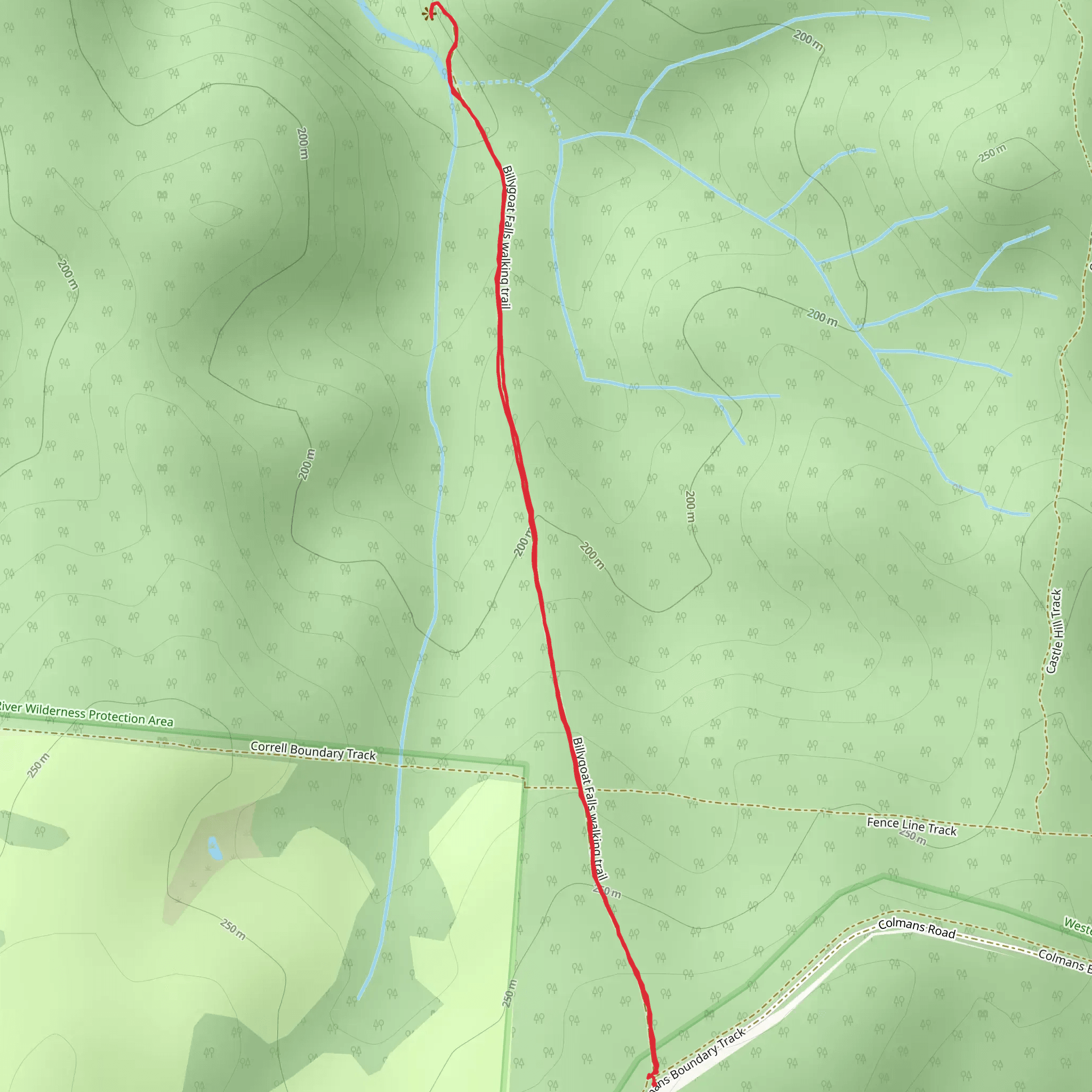 Billy Goat Waterfall Creek Hike mobile static map