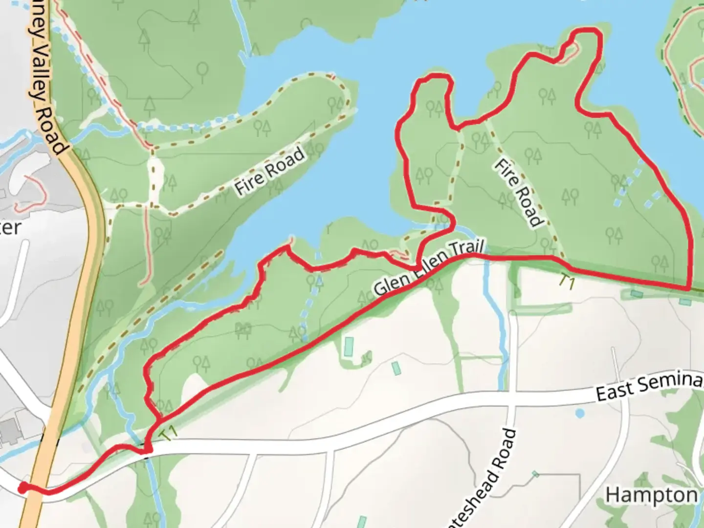 An image depicting the trail Glen Ellen Loop Trail and its surrounding area.