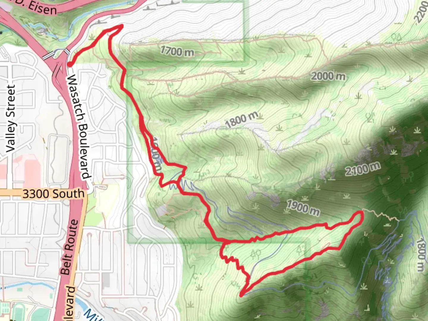 An image depicting the trail BST Grandeur Peak Section and Crestwood Gulch Trail and its surrounding area.