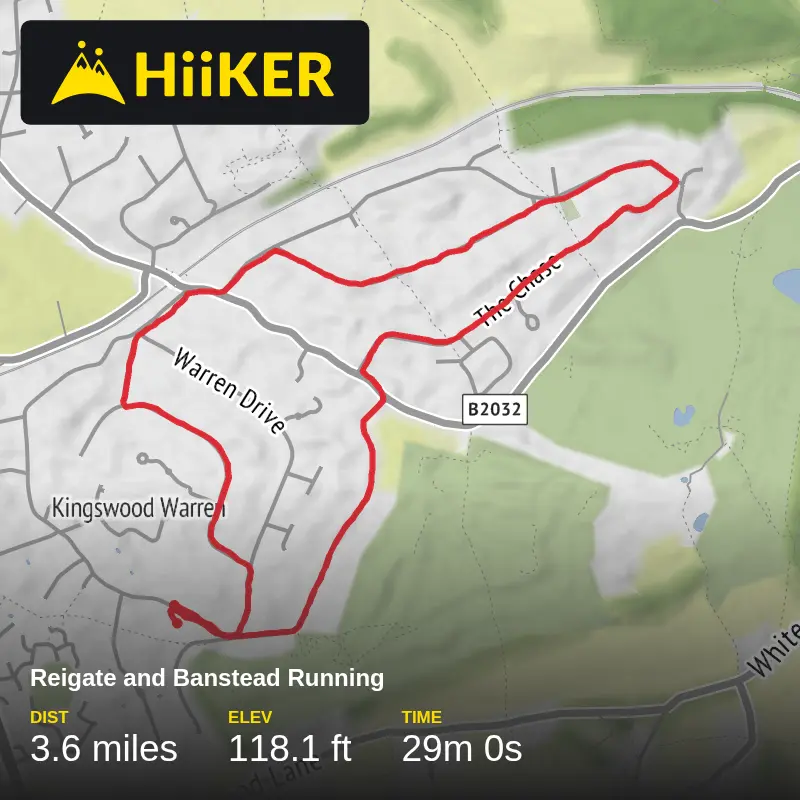 A map preview of the recording Reigate and Banstead Running.