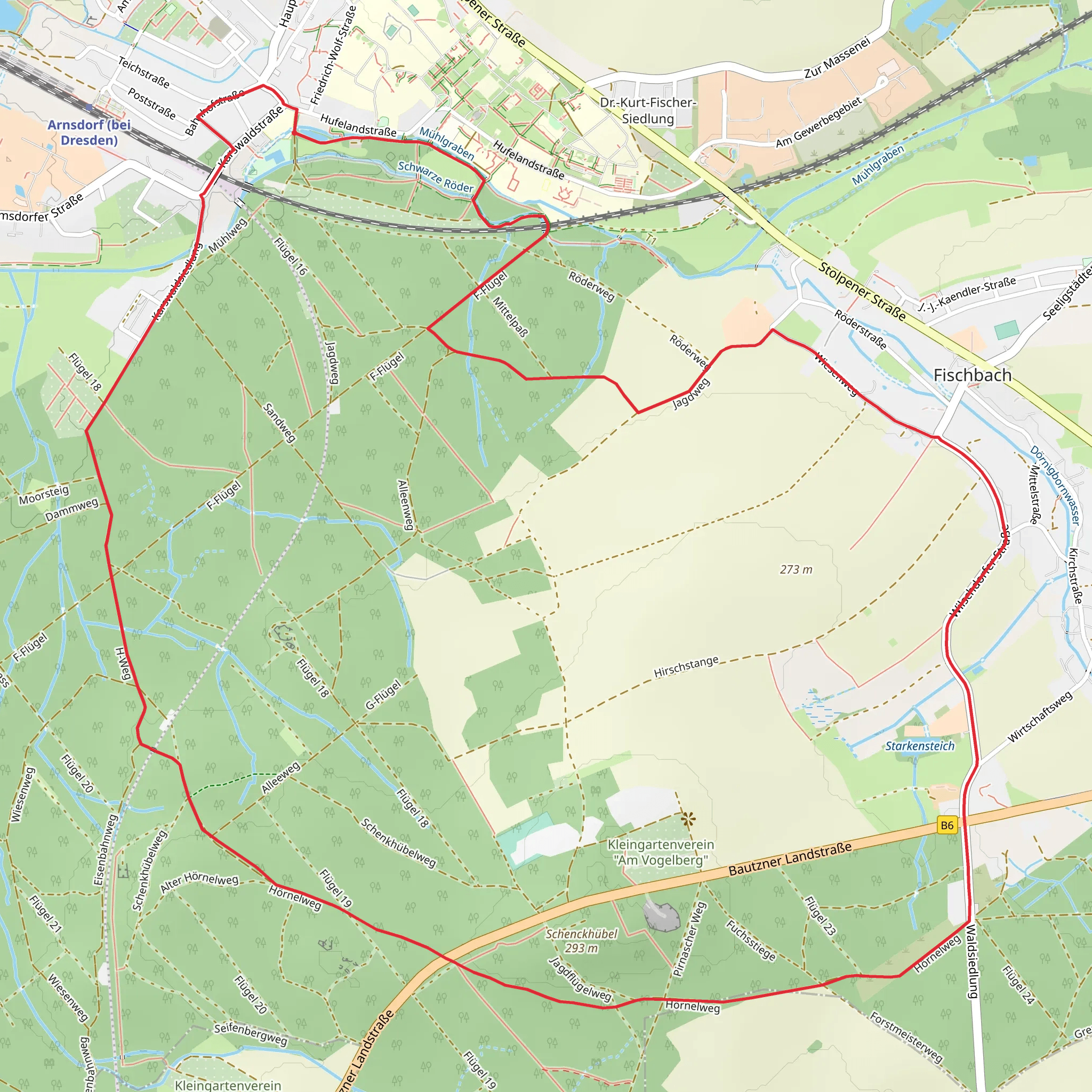 Schwanenteich via Karswald Rundweg mobile static map