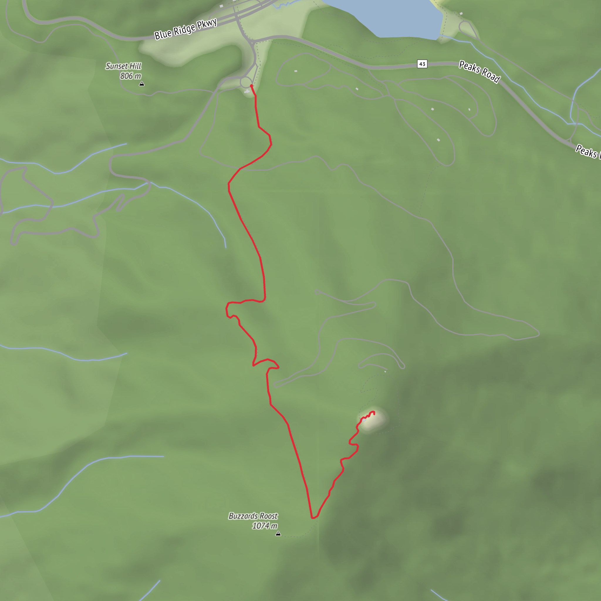 Sharp Top Mountain via Sharp Top Trail mobile static map