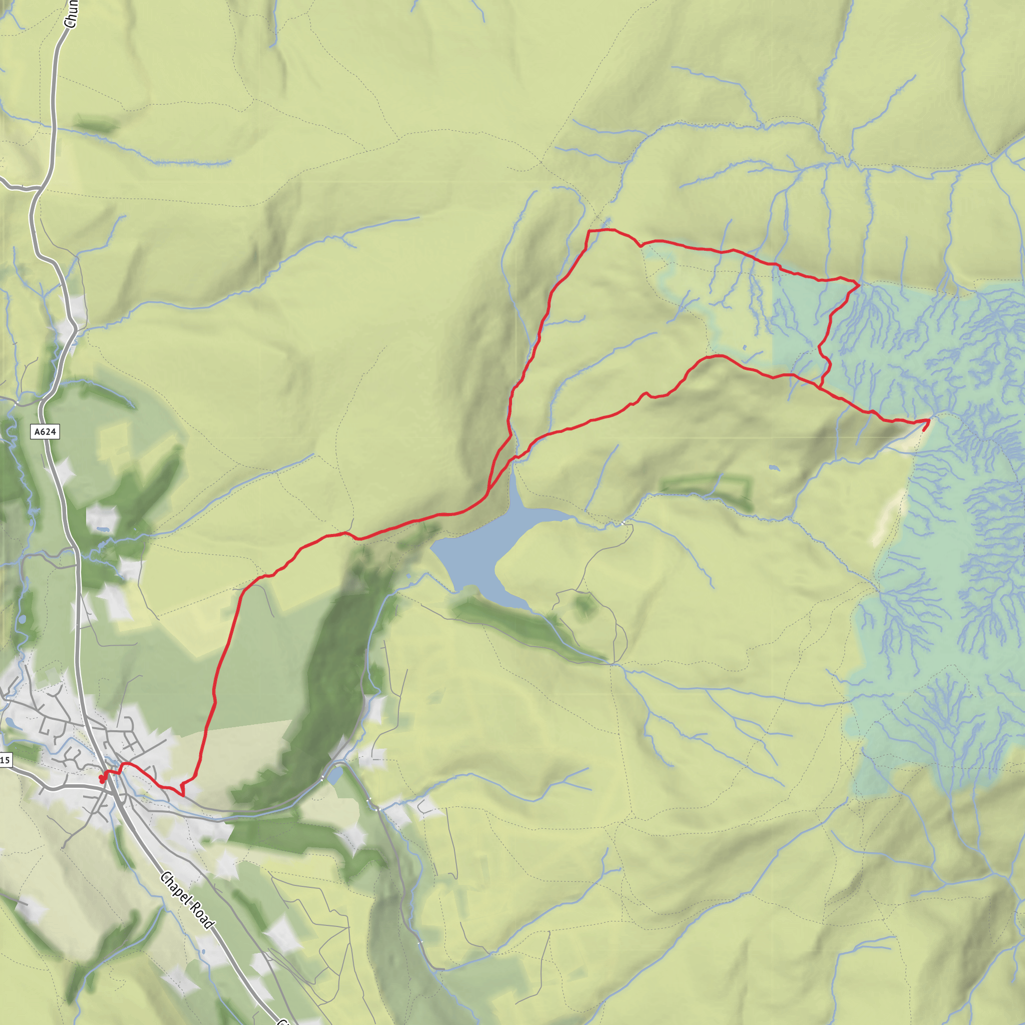 Hayfield to Kinder Downfall mobile static map