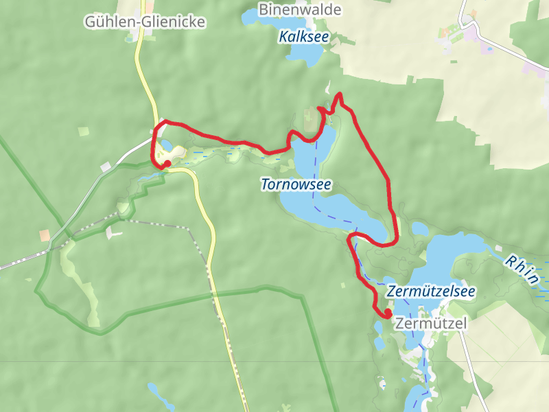 Tornowsee and Zermuetzelsee via Fontanewanderweg and Ruppiner Land Rundweg