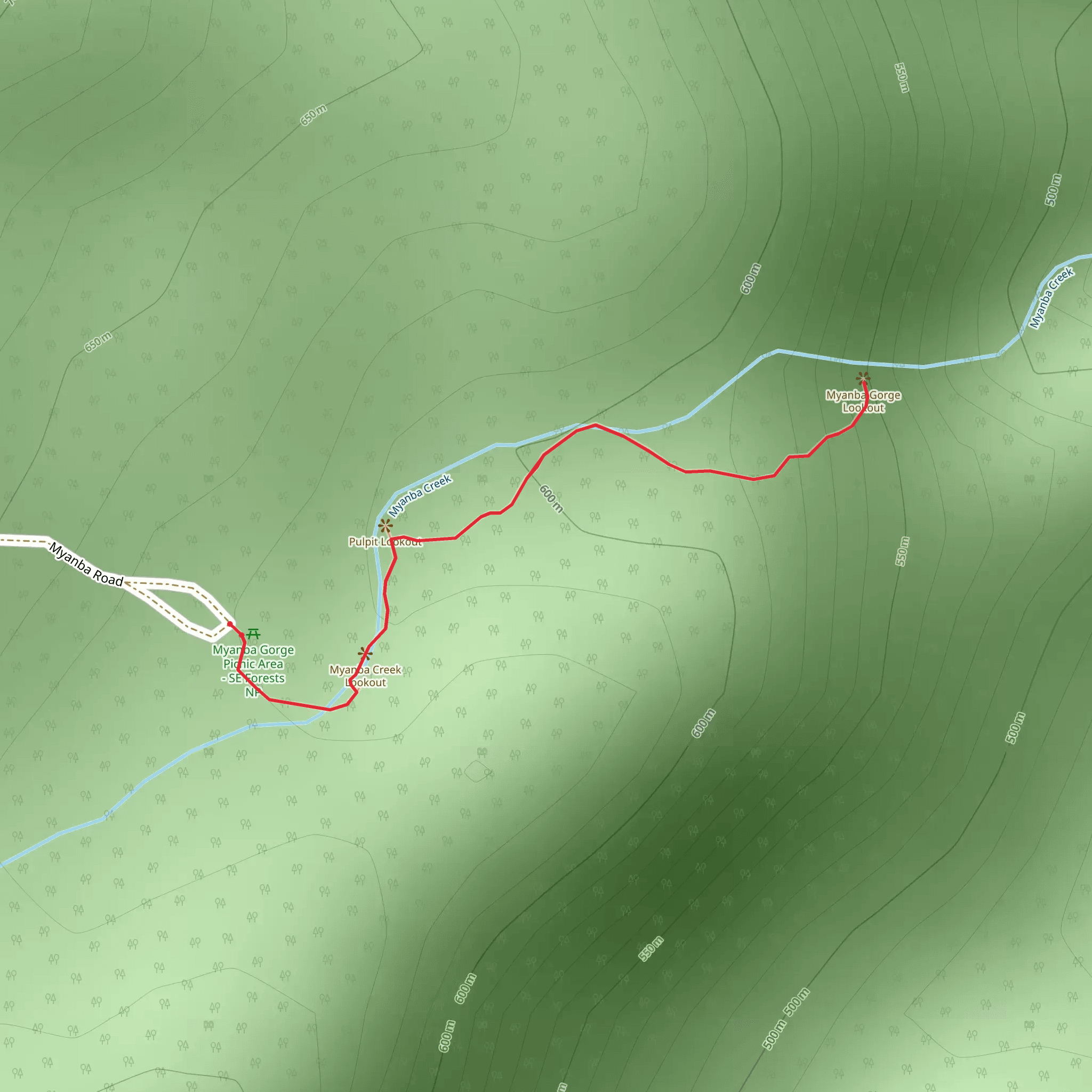 Myanba Gorge Track mobile static map