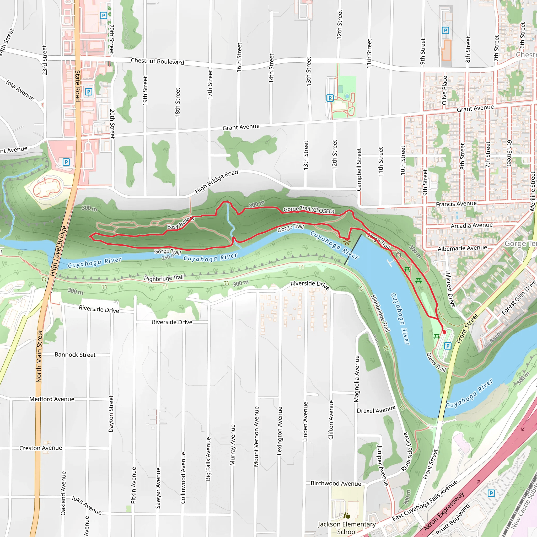 Gorge Trail and Easy Bypass Loop mobile static map