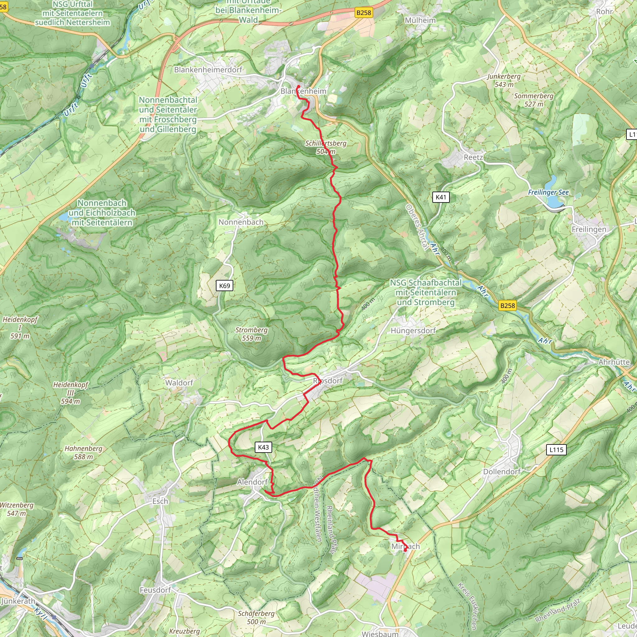 Blankenheim to Mirbach Walk mobile static map