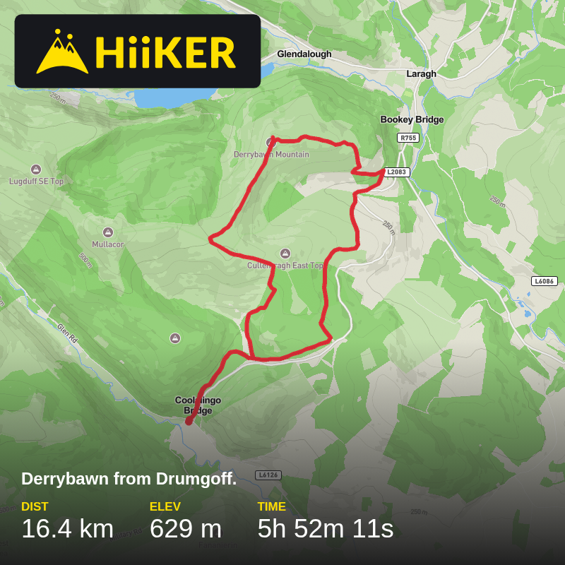 A map preview of the recording Derrybawn from Drumgoff. .