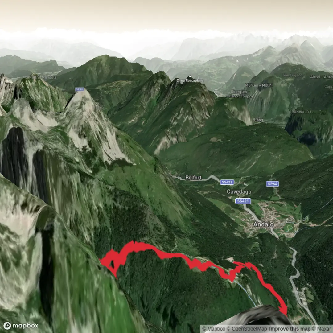 An image depicting the trail Anello Croz dell’Altissimo and its surrounding area.